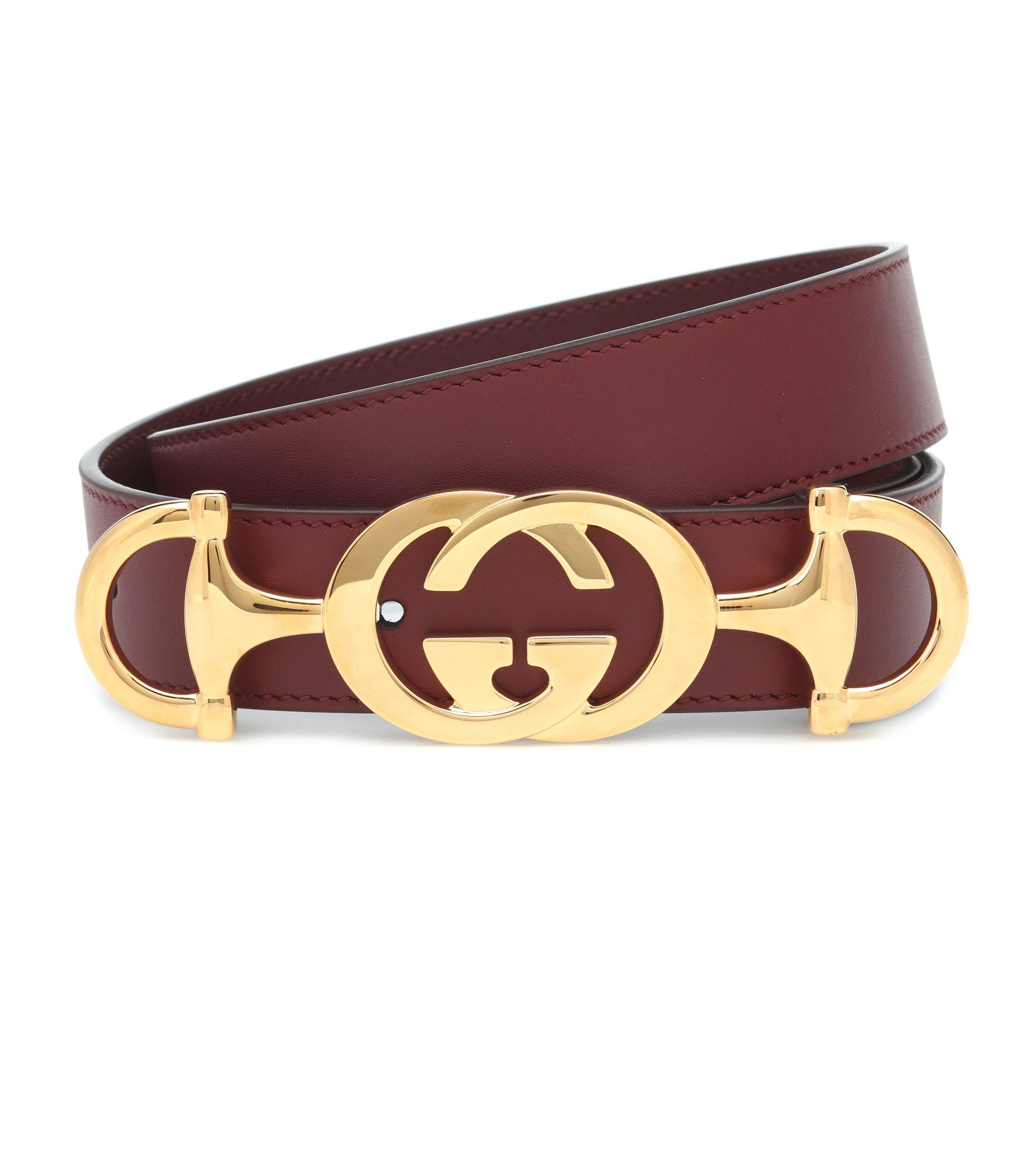 Gucci GG Horsebit Leather Belt in Vintage Bordeaux (Red) Lyst