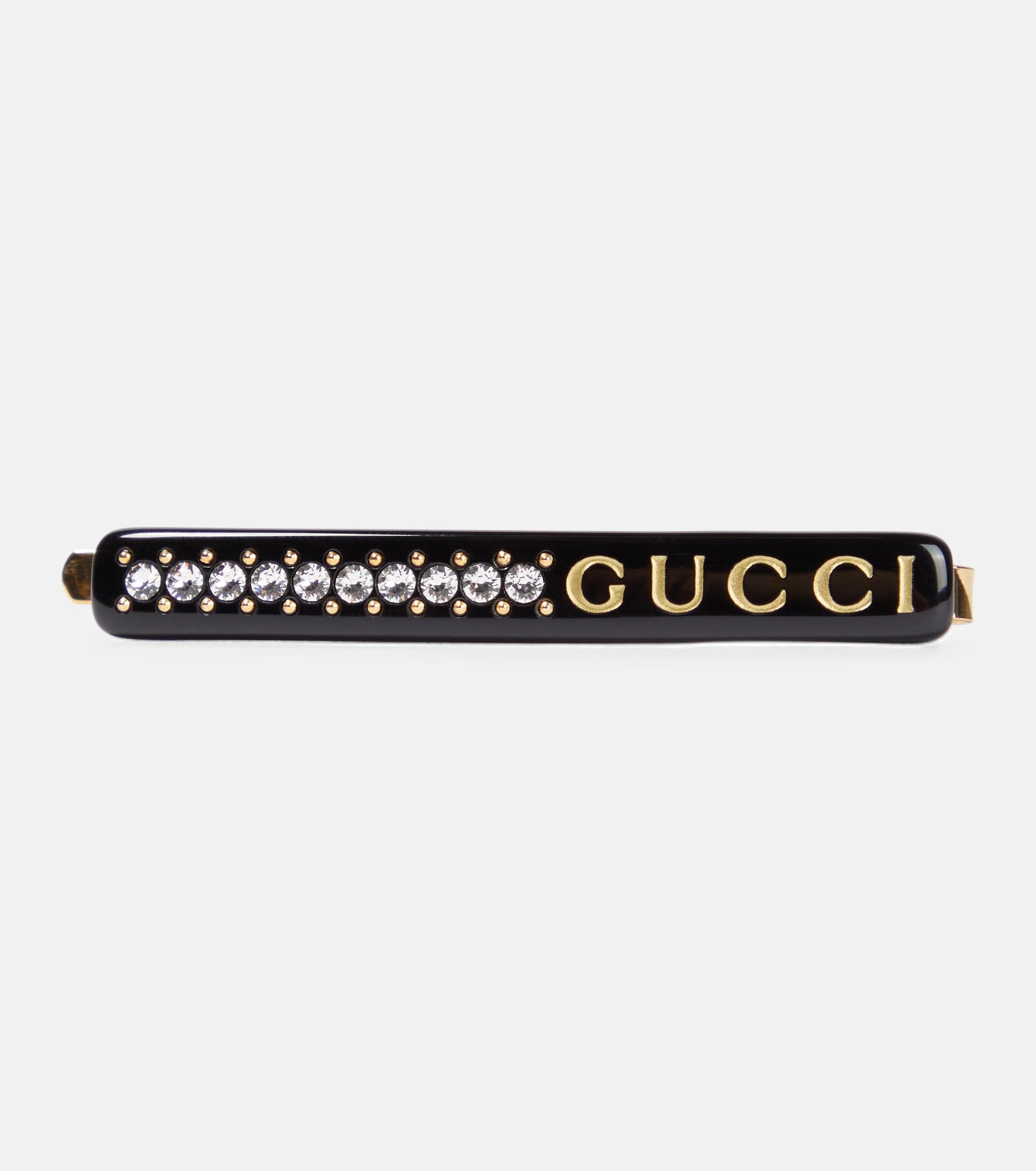 Gucci Logo Embellished Hair Clip in Black | Lyst