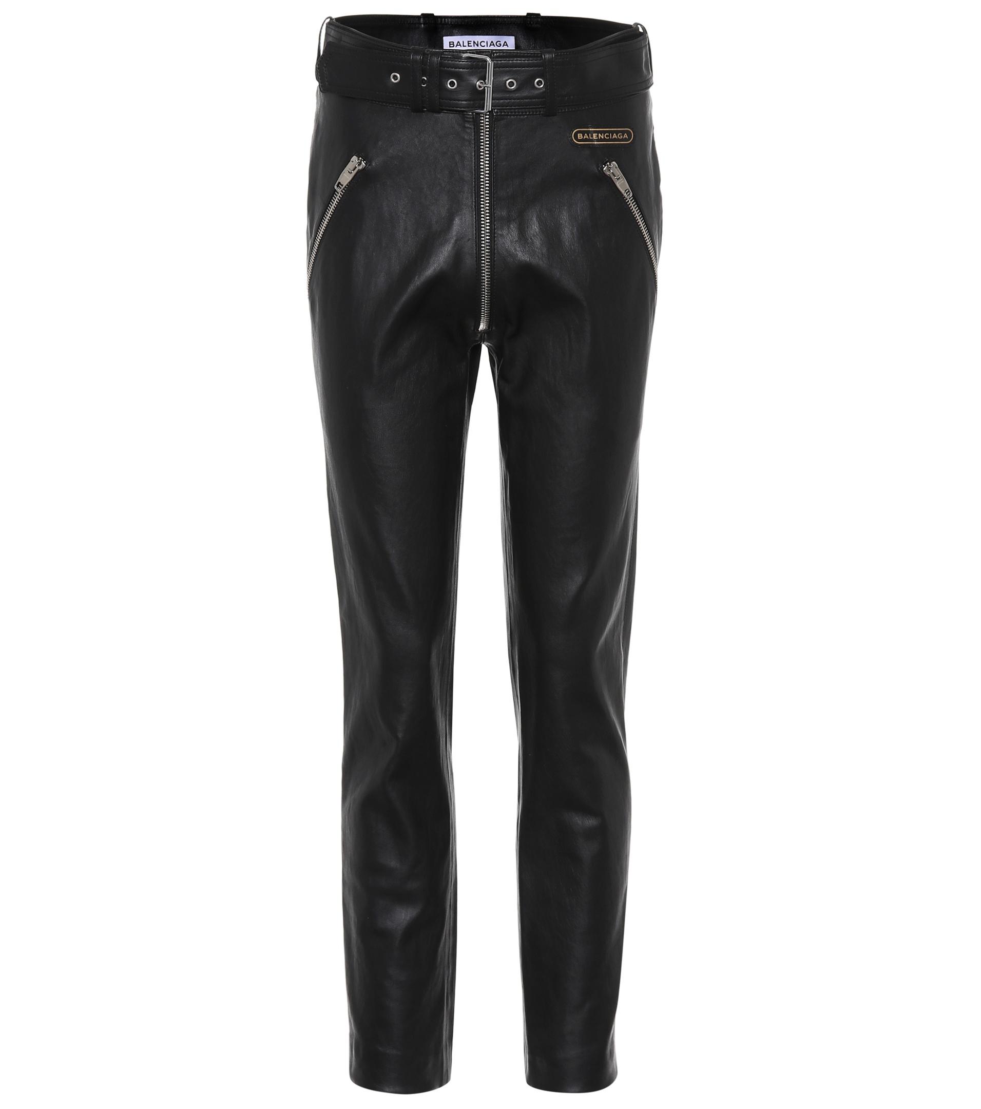 koste ledsager rigdom Balenciaga Leather Trousers in Black - Lyst