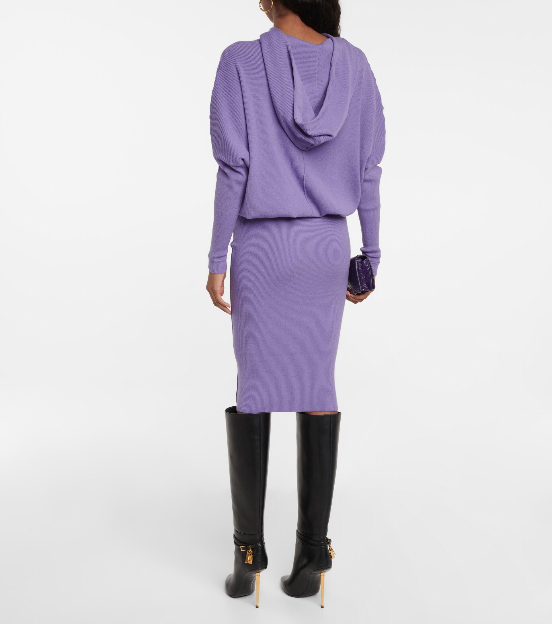 Tom Ford Cashmere-blend Hoodie Dress in Purple | Lyst