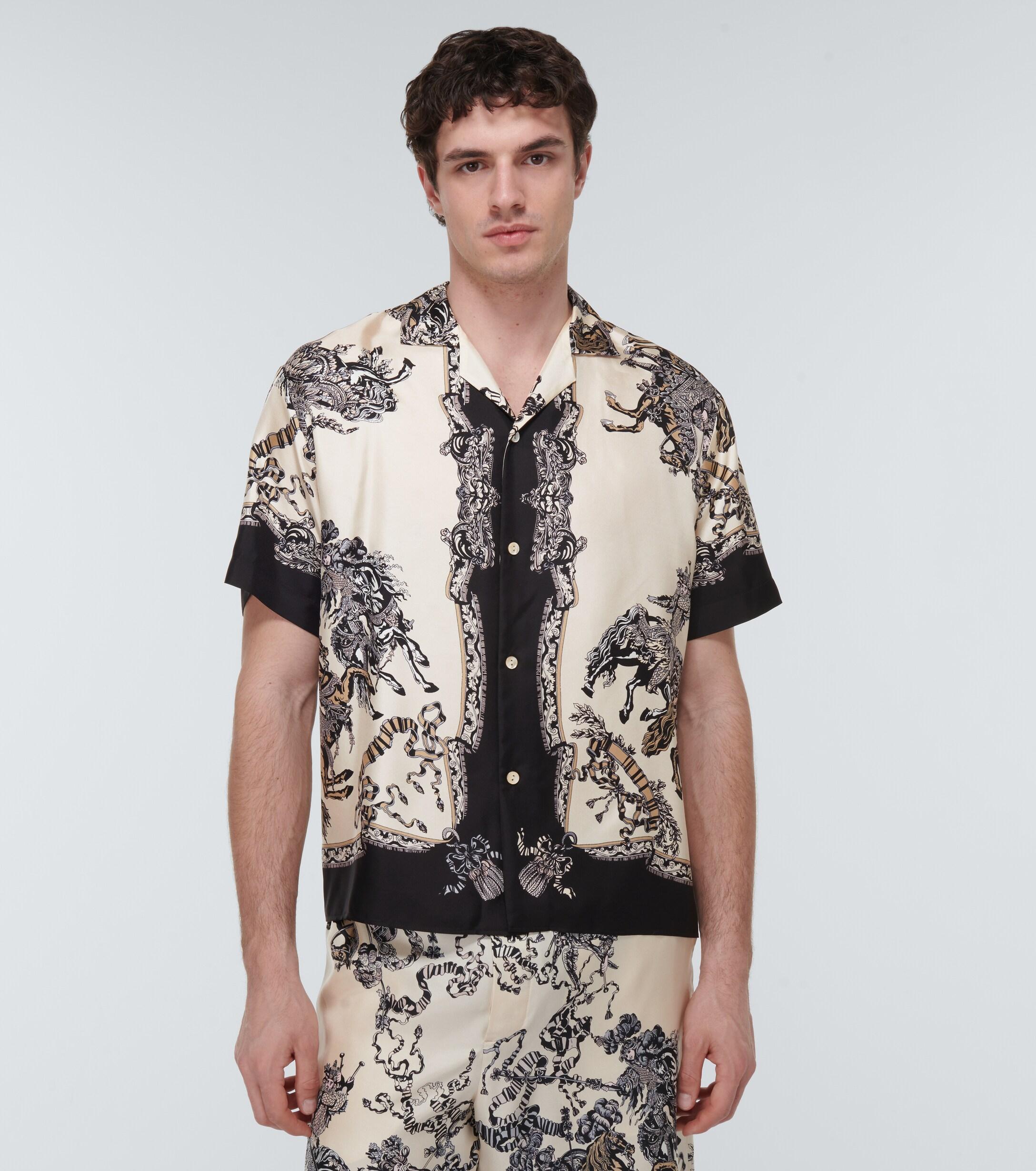 GUCCI Piped printed silk-twill shirt