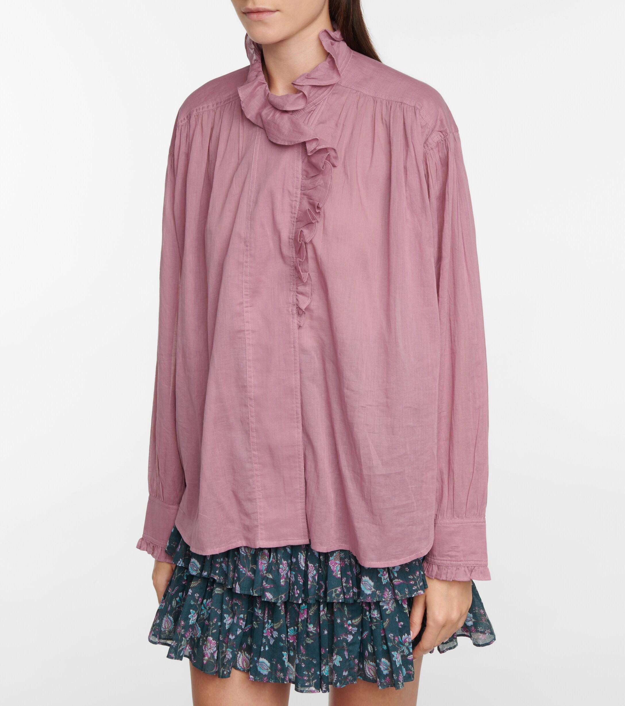 Étoile Isabel Marant Pamias Ruffled Cotton Blouse in Pink | Lyst