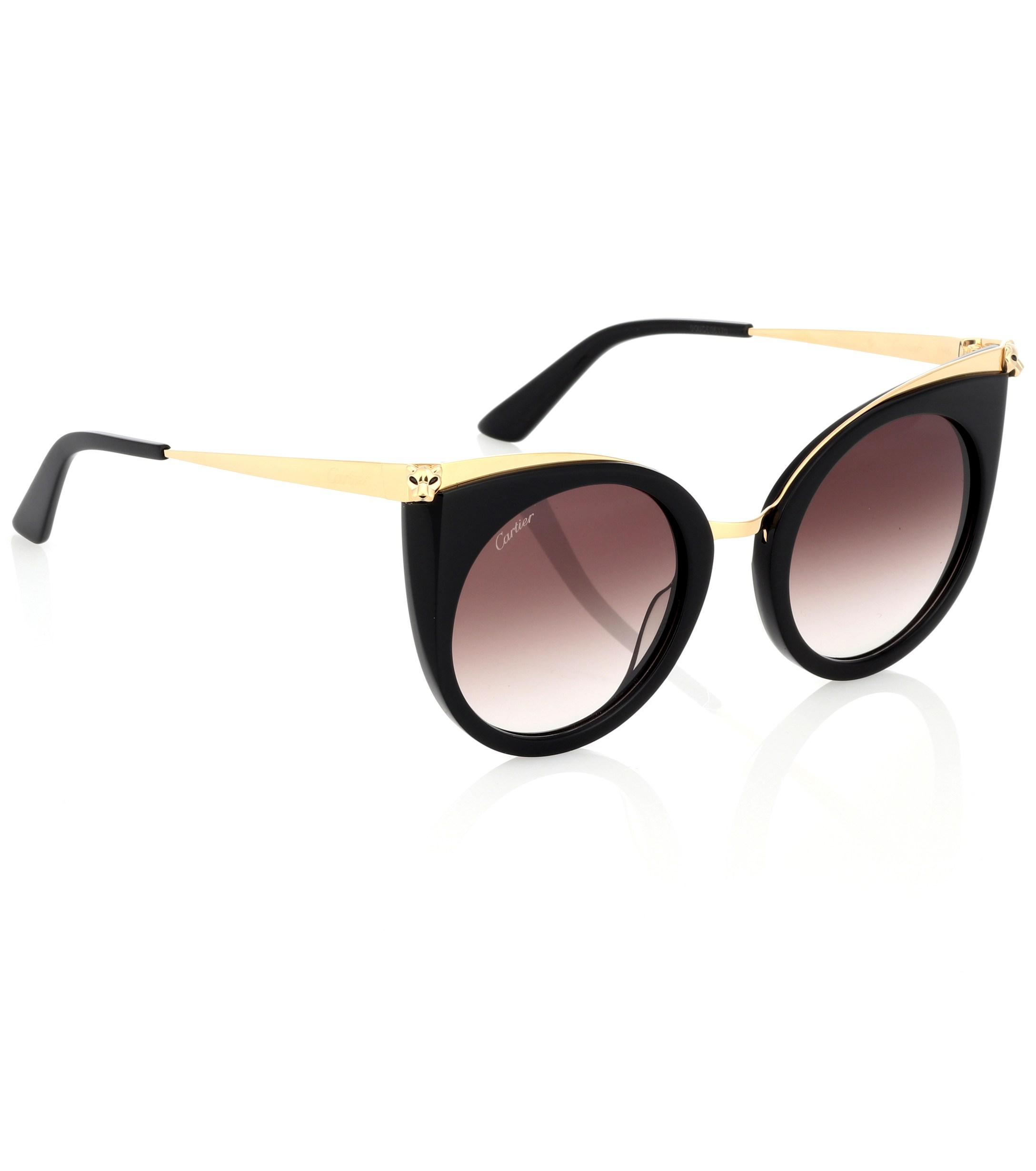 Cartier Panthère De Cartier Cat-eye Sunglasses in Black | Lyst