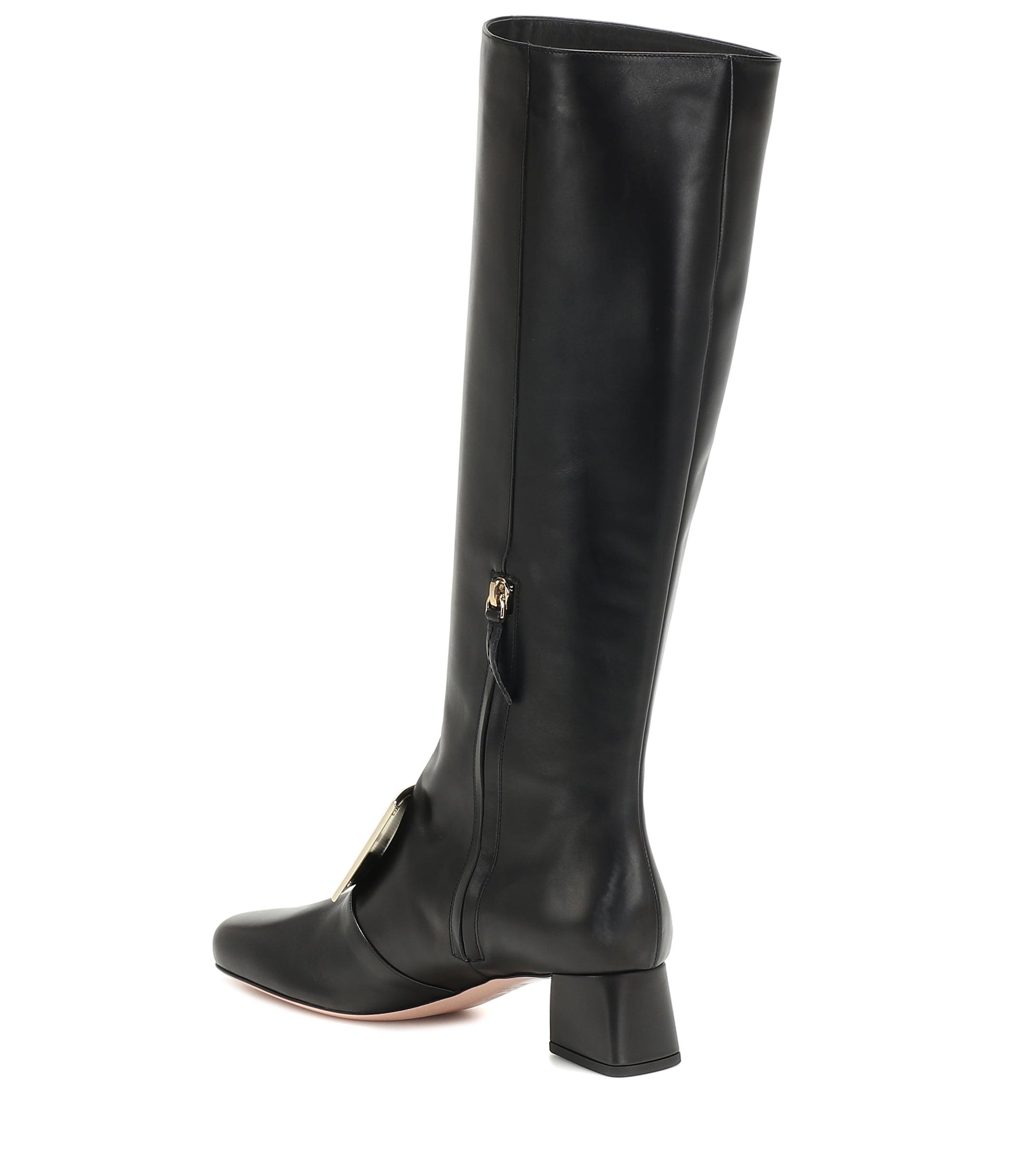 Roger Vivier Très Vivier Knee-high Leather Boots in Black - Lyst