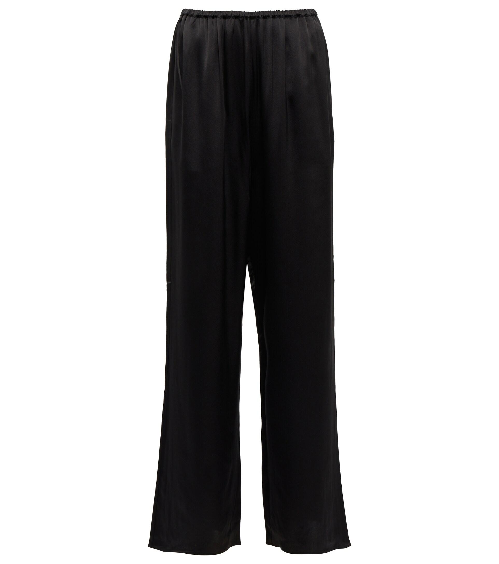 Totême Wide-leg Silk Pants in Black | Lyst