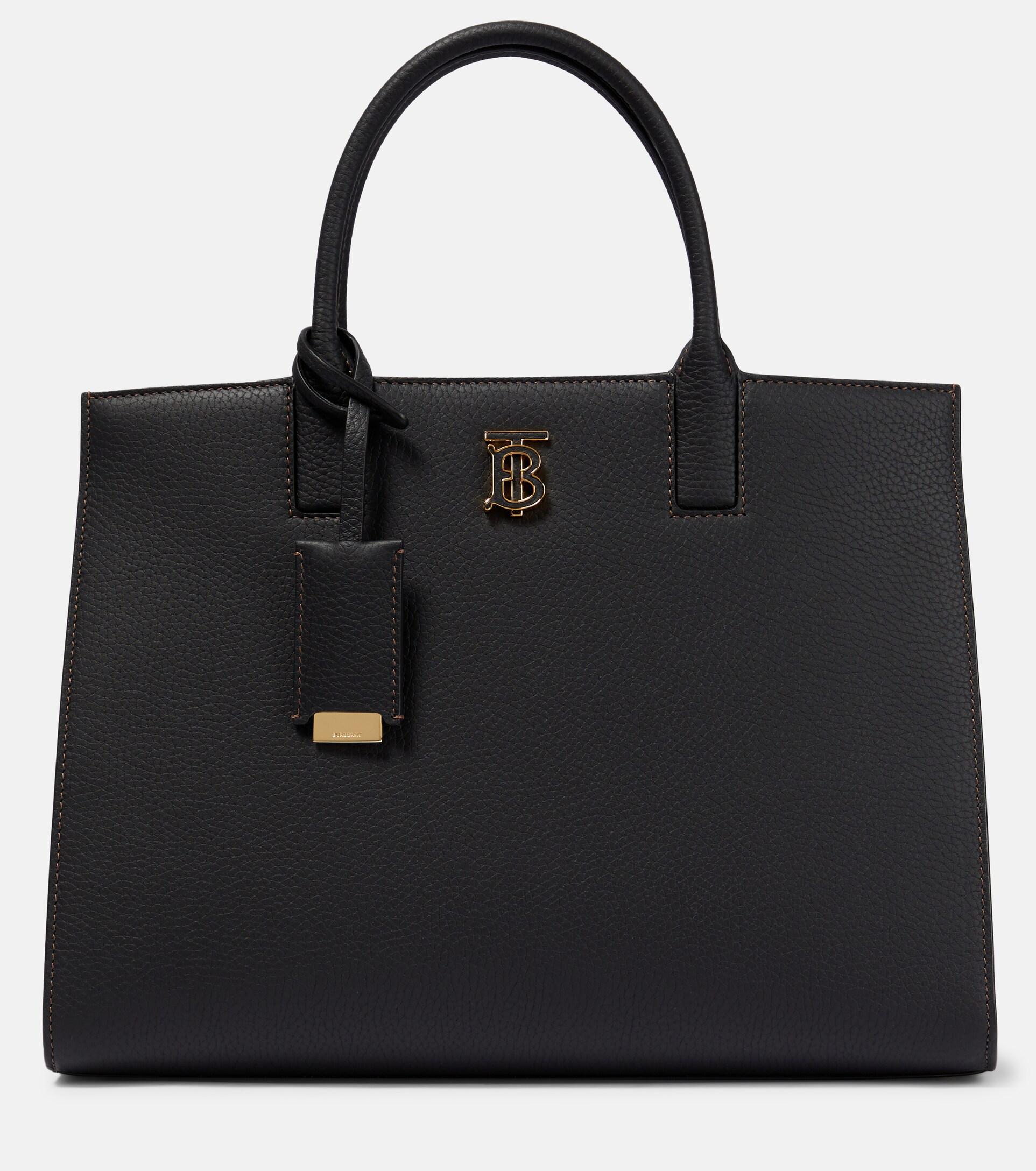Burberry Frances Tb Leather Tote Bag in Black Lyst