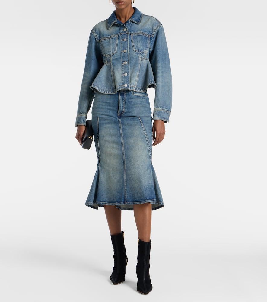 McQueen Denim Jacket With Peplum in Blue Lyst UK