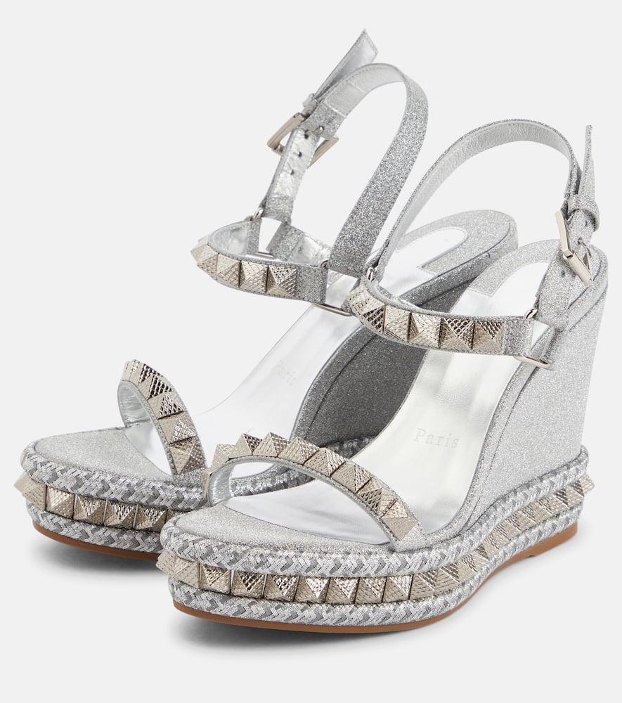 Christian Louboutin Pyraclou Embellished Leather Sandals in