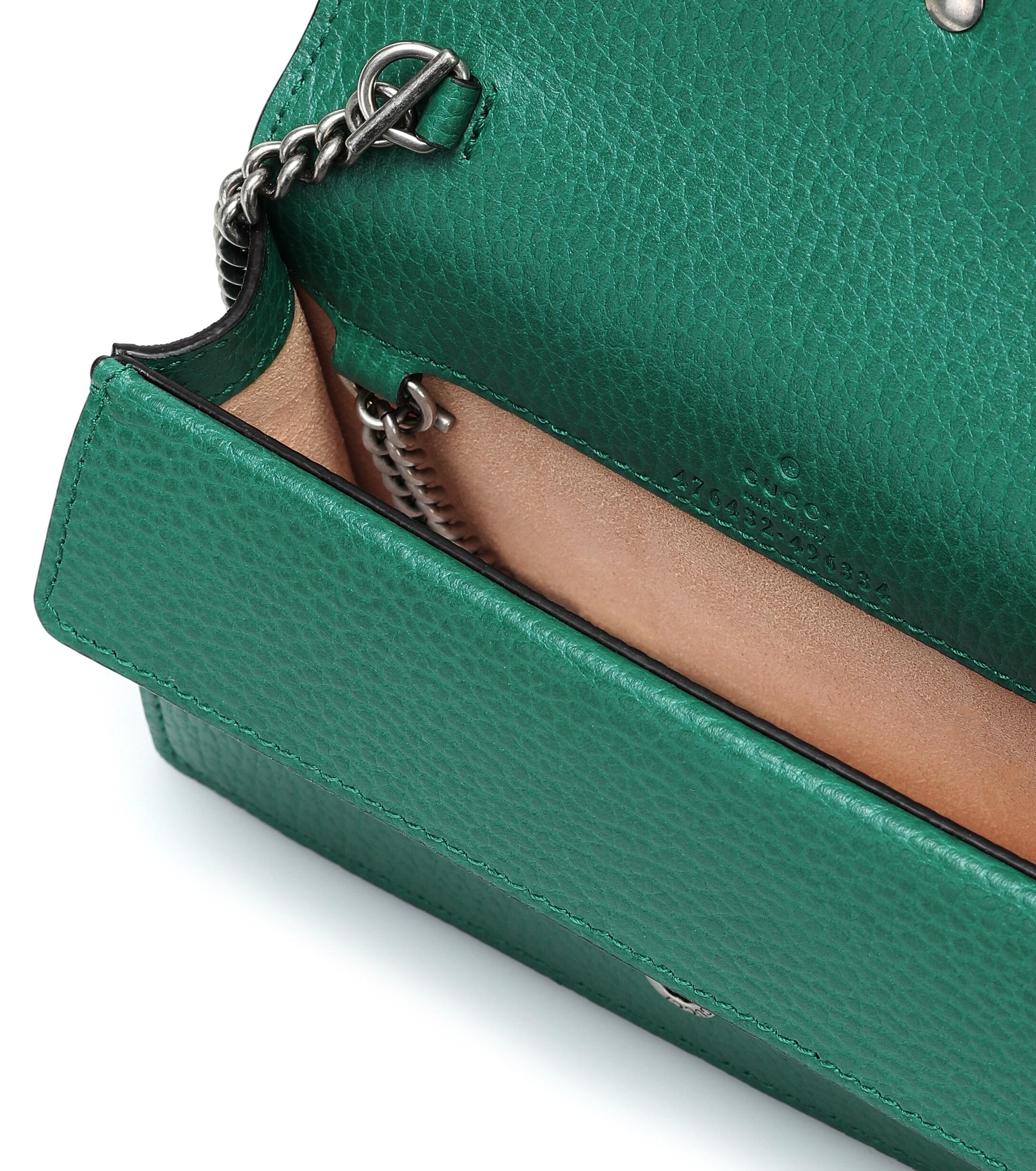 Gucci Dionysus Leather Super Mini Bag in Green - Lyst