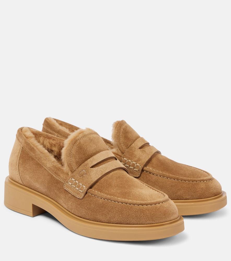 【関税&送料込】Gianvito Rossi Brown Suede Vandee Loafers GIANVITO ROSSI Vandée suede boat shoes | NET-A-PORTER