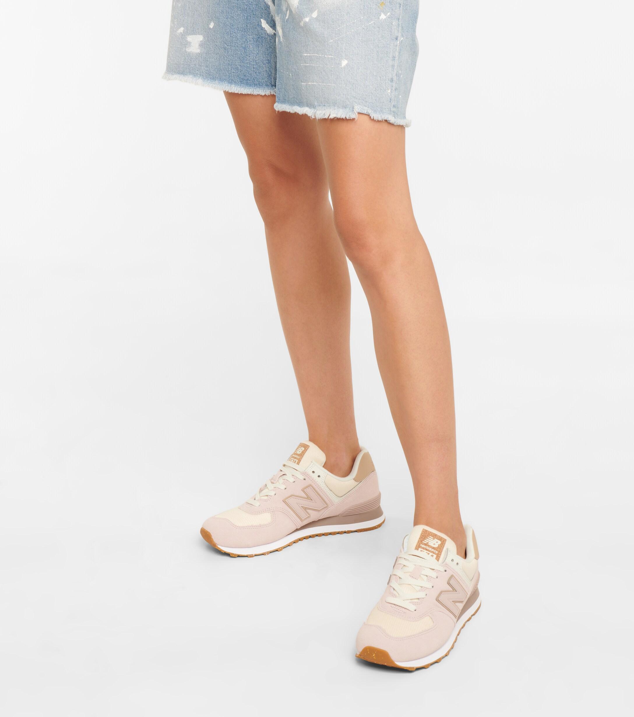 New Balance X 574 Suede-trimmed Sneakers in Pink | Lyst