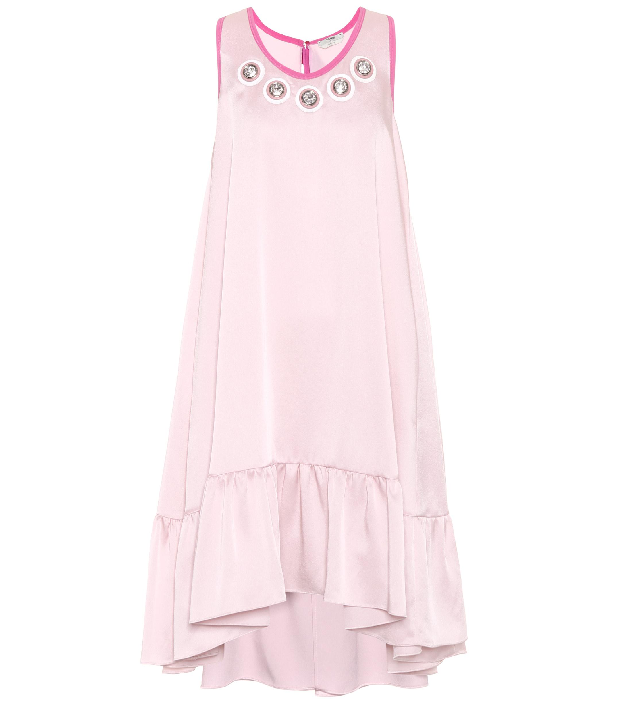 Fendi Exclusive To Embellished Satin Dress in Pink Lyst