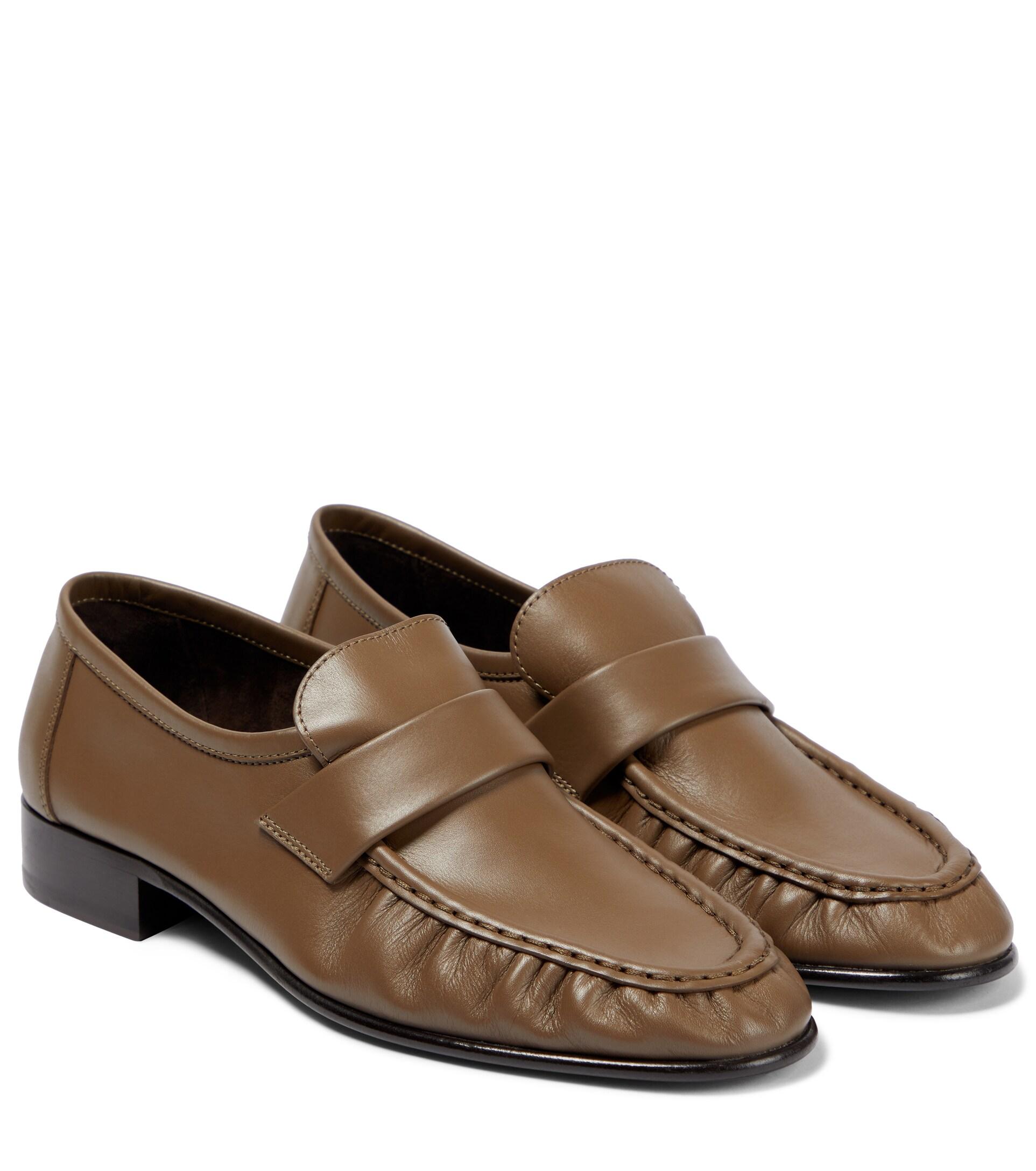 The Row Leather Loafers in Brown Lyst