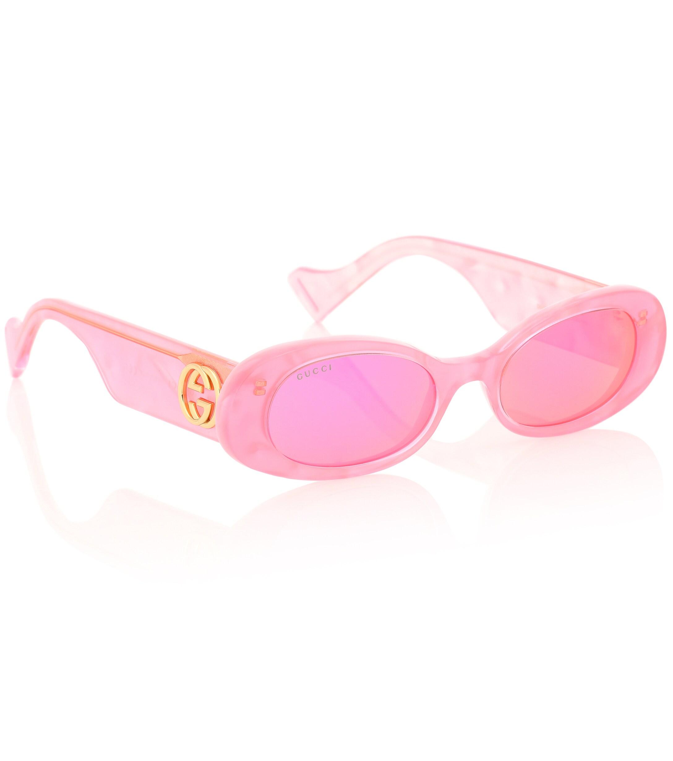 salt warrant license Gucci Oval Sunglasses in Pink | Lyst