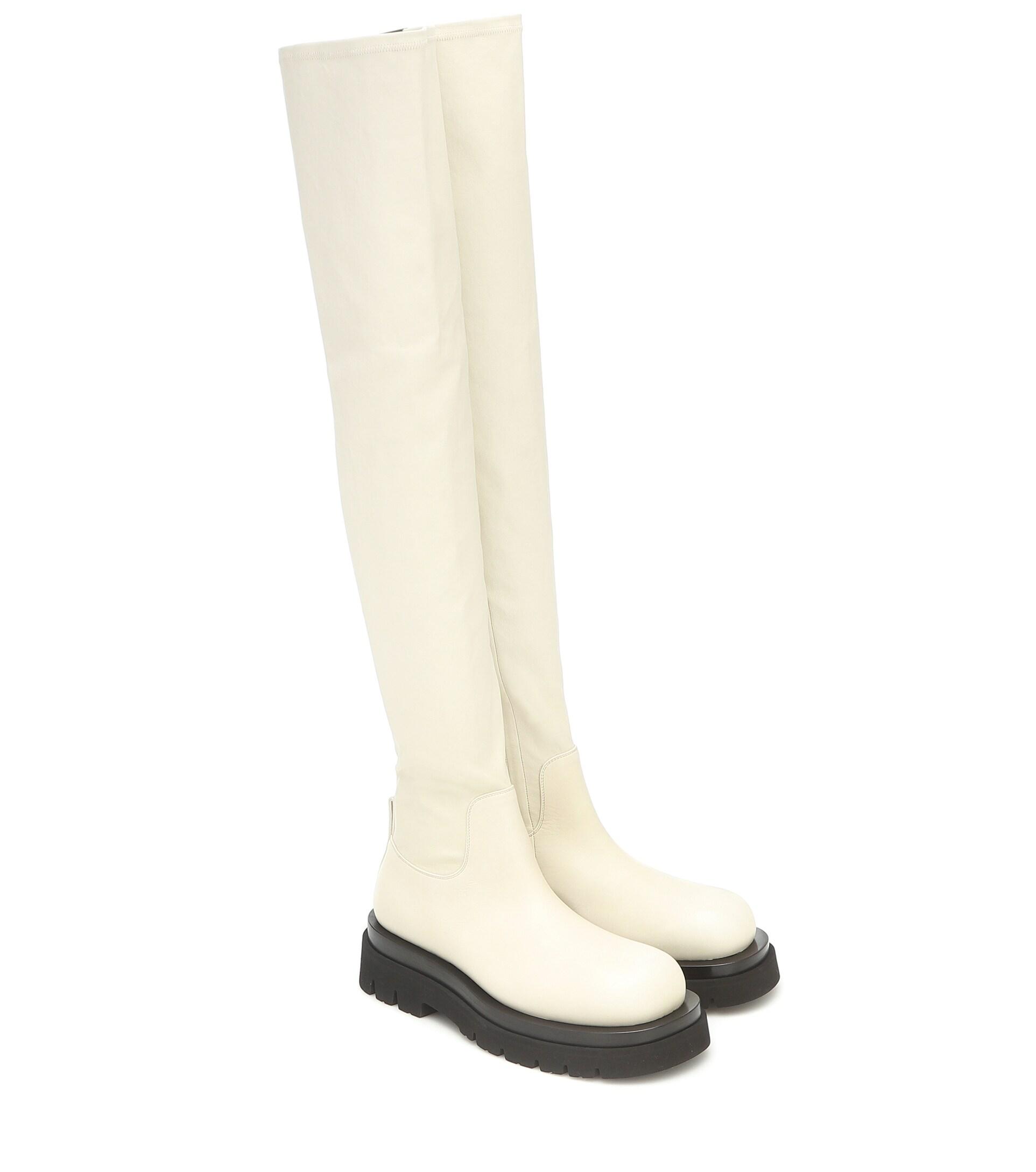 Bottega Veneta Leather Over-the-knee Boots in White | Lyst