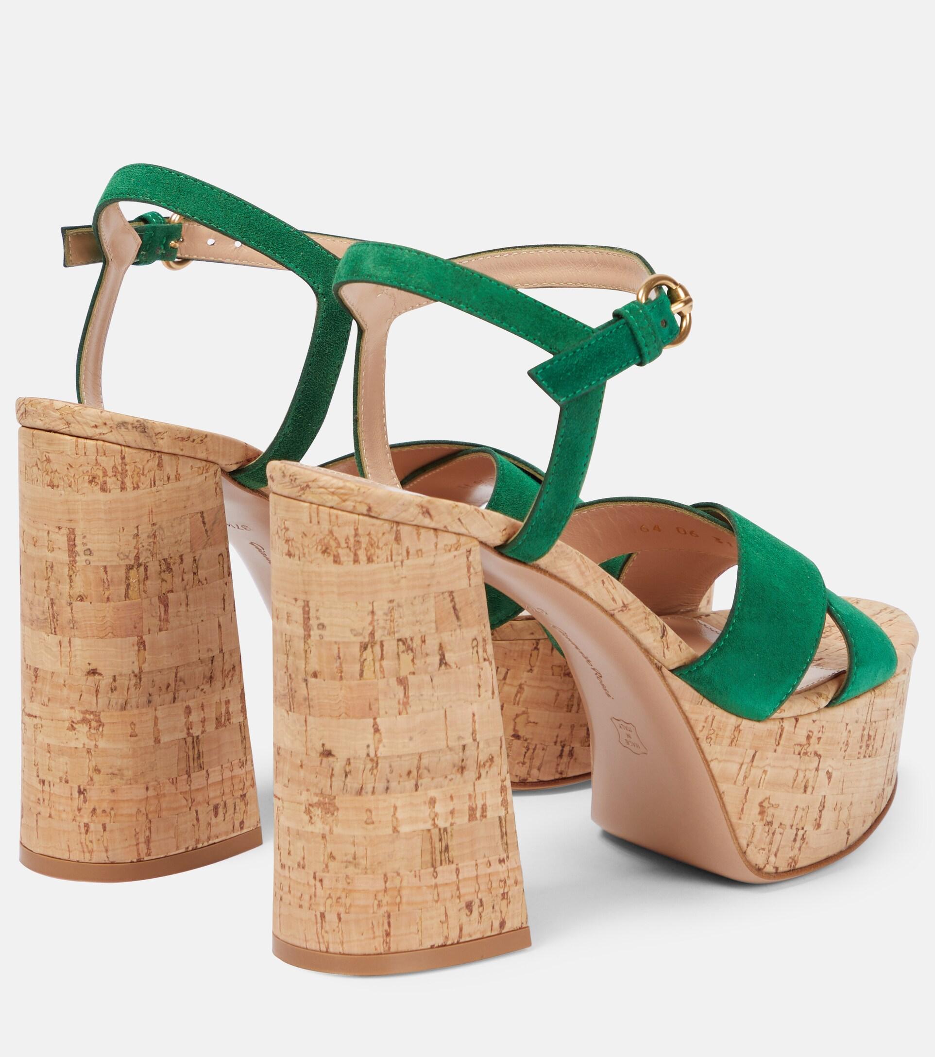 Gianvito Rossi Bebe Suede Platform Sandals in Green