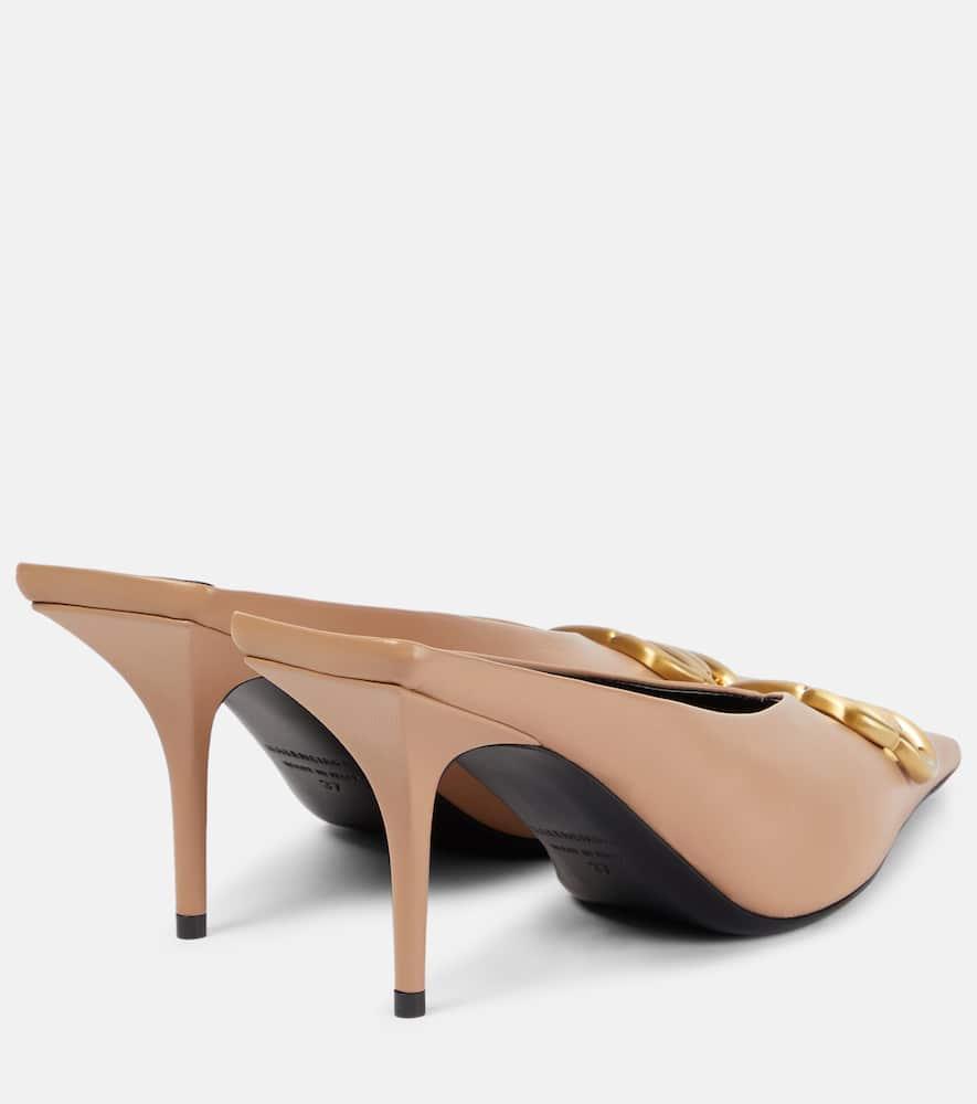 Balenciaga Square Knife 80 Bb Leather Mules in Natural | Lyst