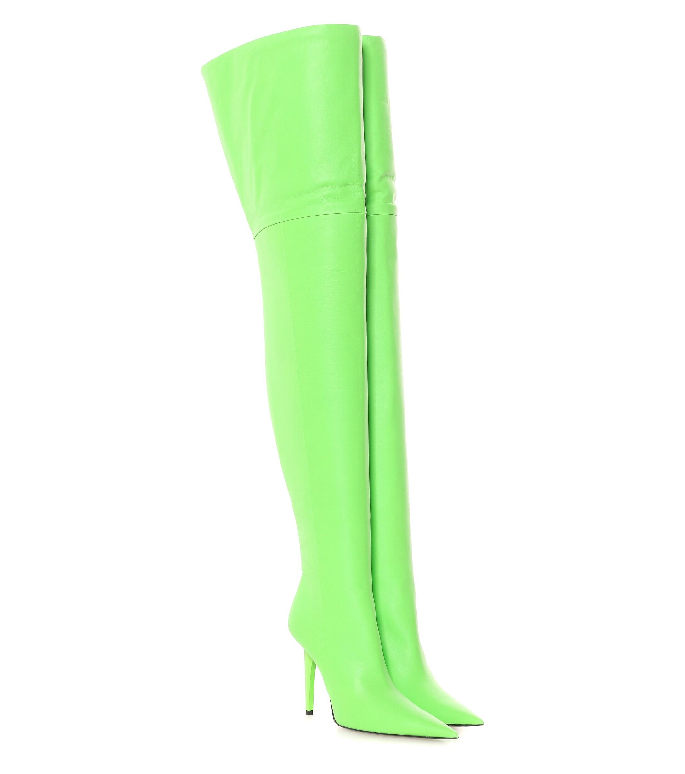 Balenciaga Knife Shark Over-the-knee Leather Boots in Green - Lyst