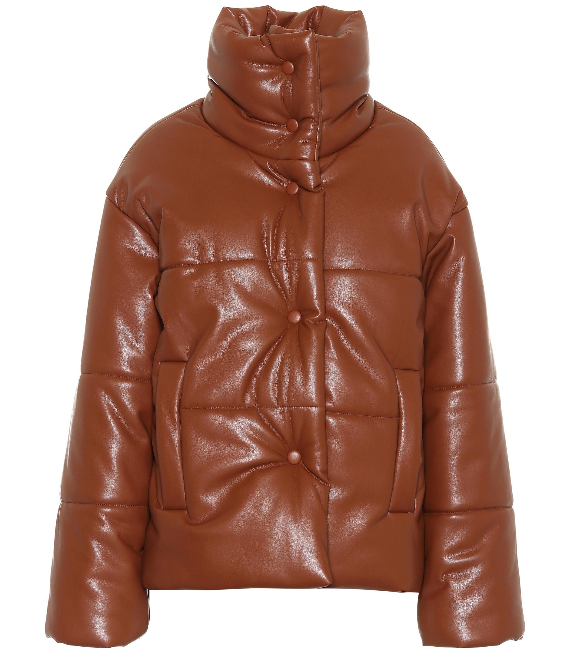 Nanushka Hide Faux Leather Puffer Jacket in Brown - Lyst