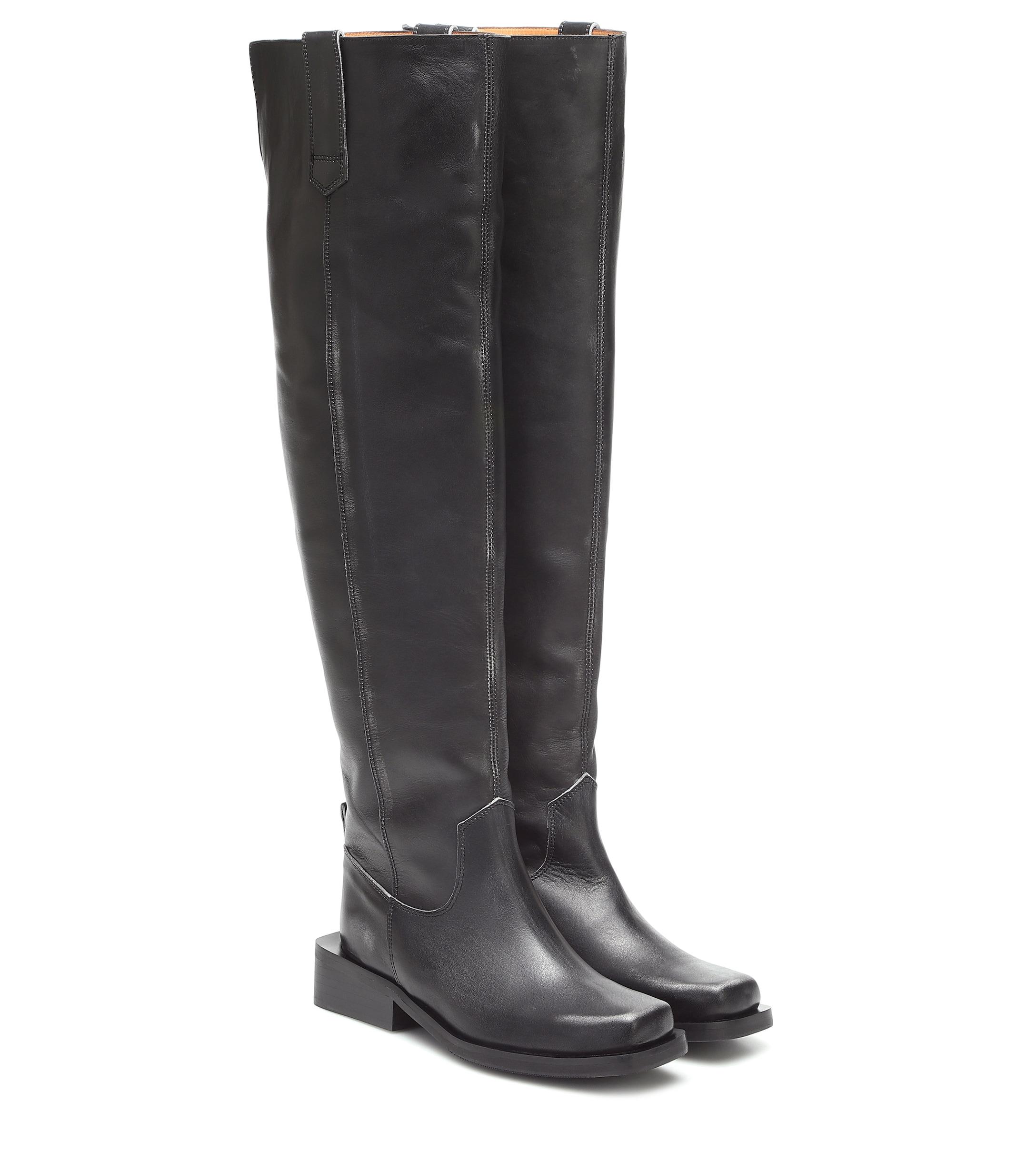 Ganni Mc Leather Over-the-knee Boots in Black - Lyst