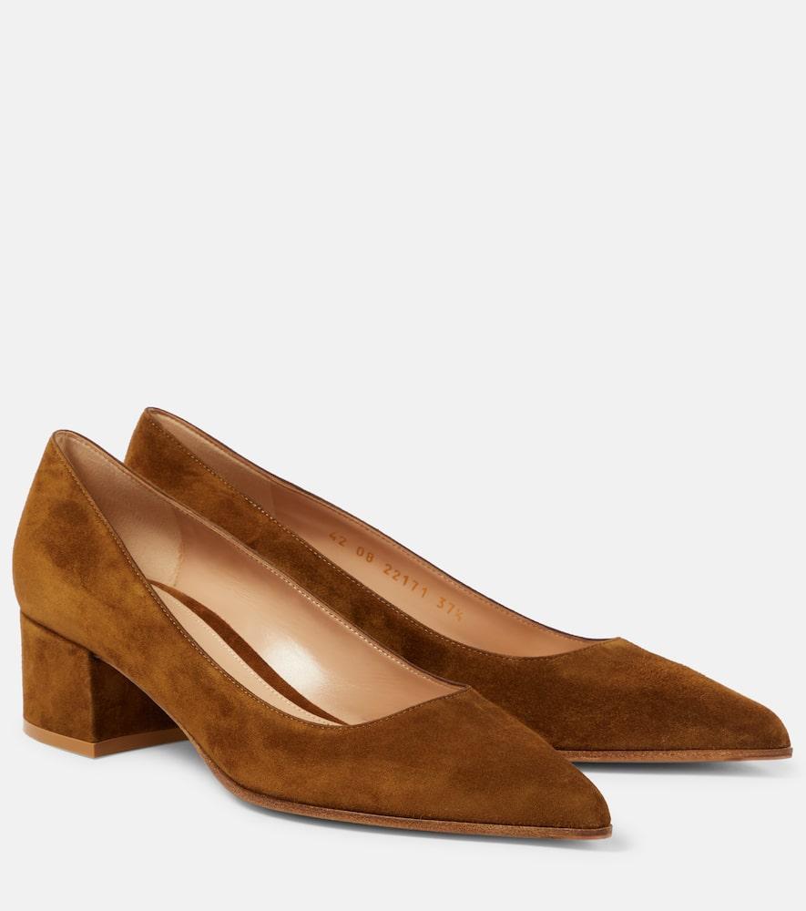 Gianvito Rossi Piper 45 Suede Pumps in Brown Lyst