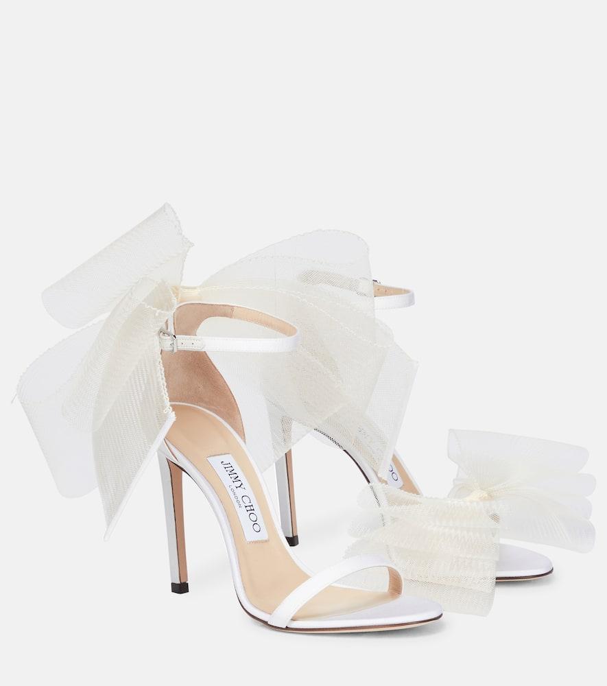 Jimmy Choo Aveline 100 Bow-Trimmed Sandals in White | Lyst Canada
