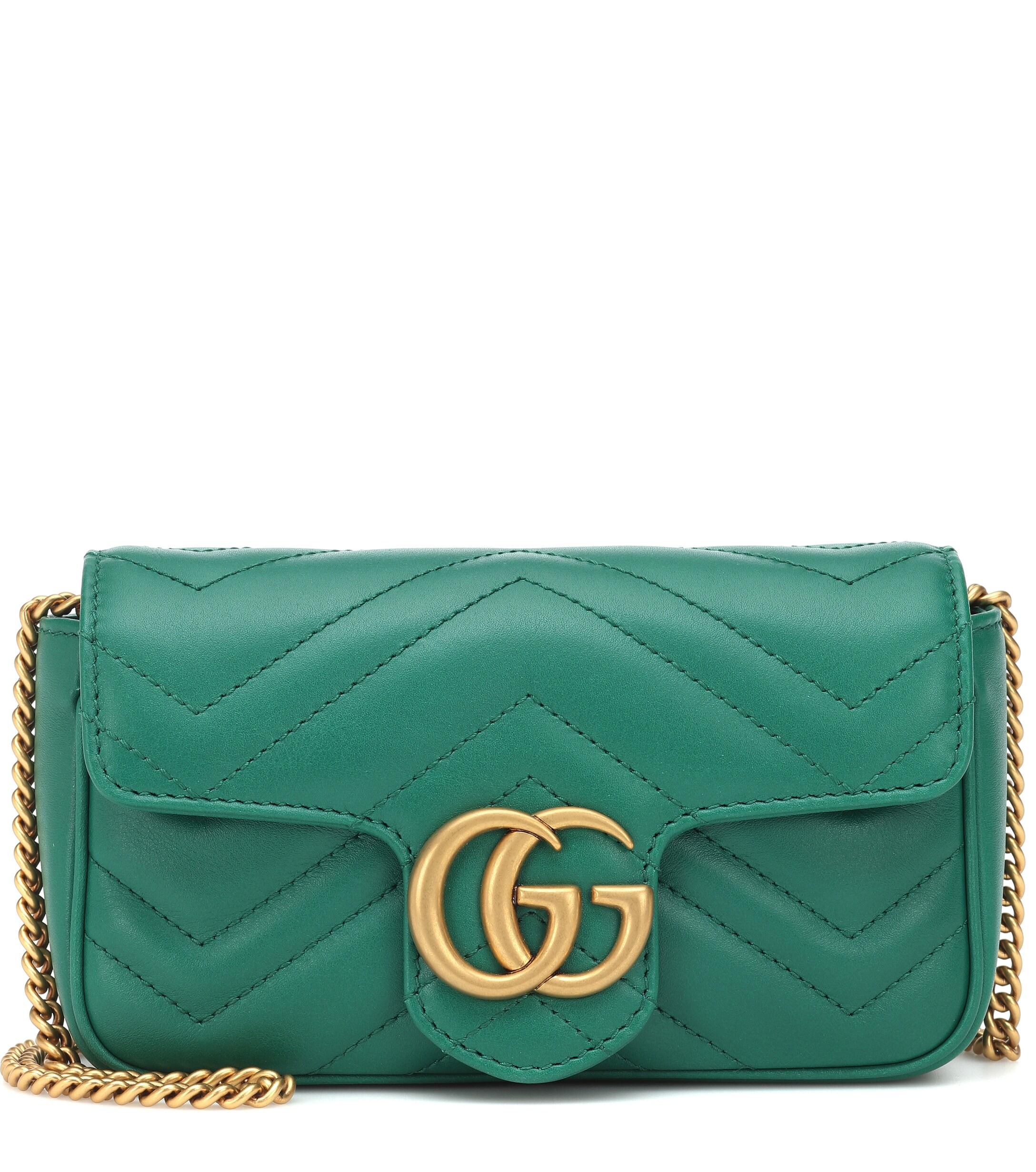 Gucci GG Marmont Super Mini Shoulder Bag in Green - Lyst