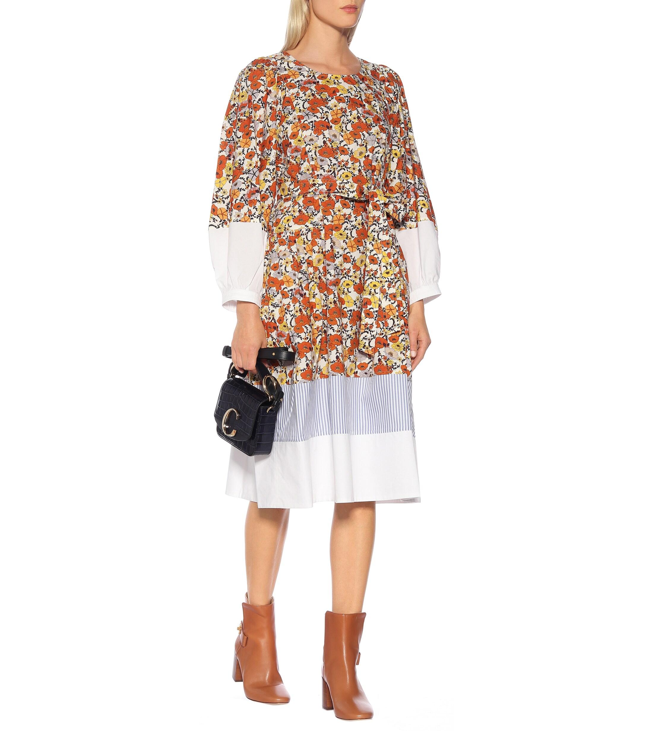 Tory Burch Floral Cotton Midi Dress - Lyst