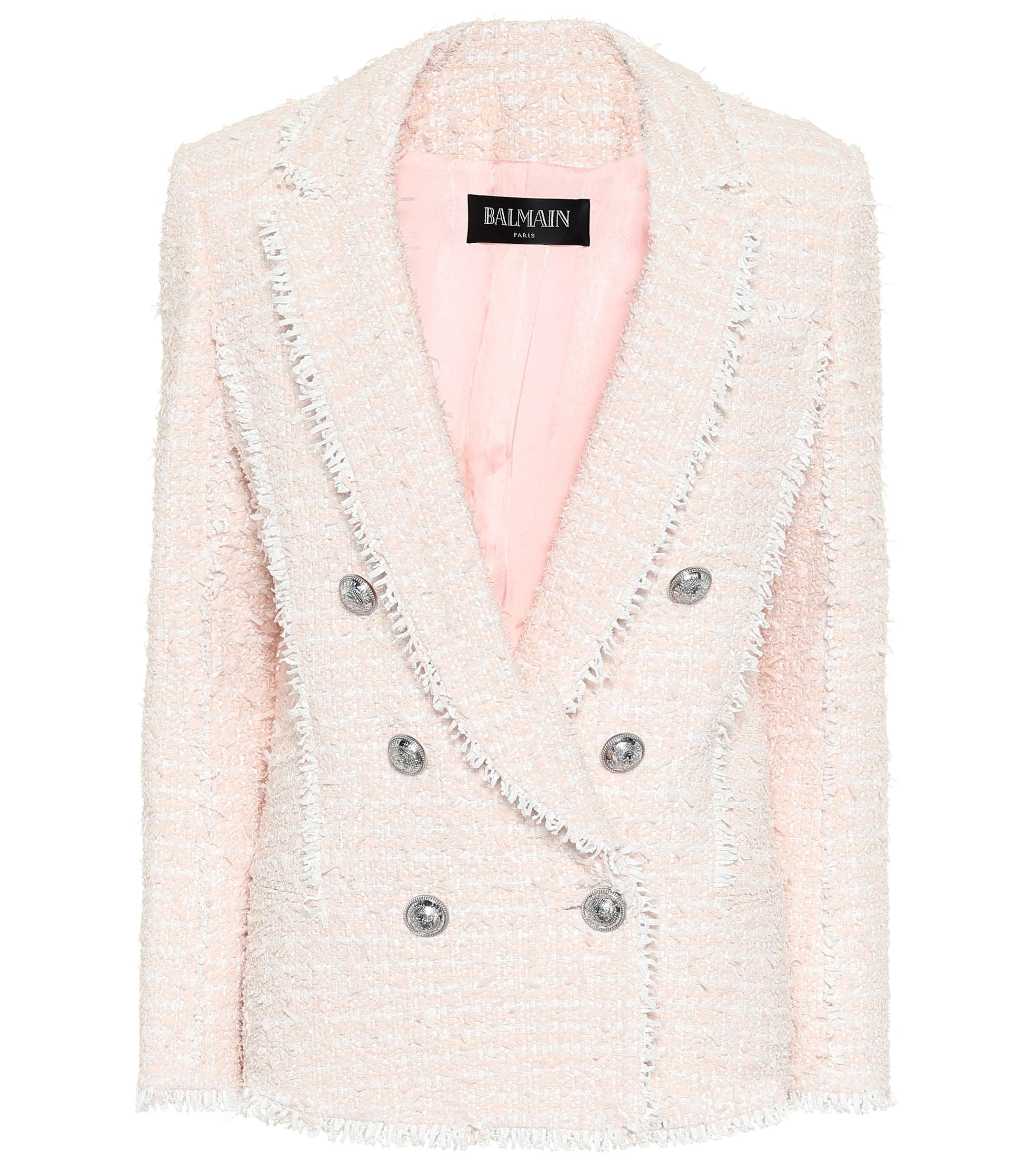Balmain Tweed Blazer in Pink Lyst