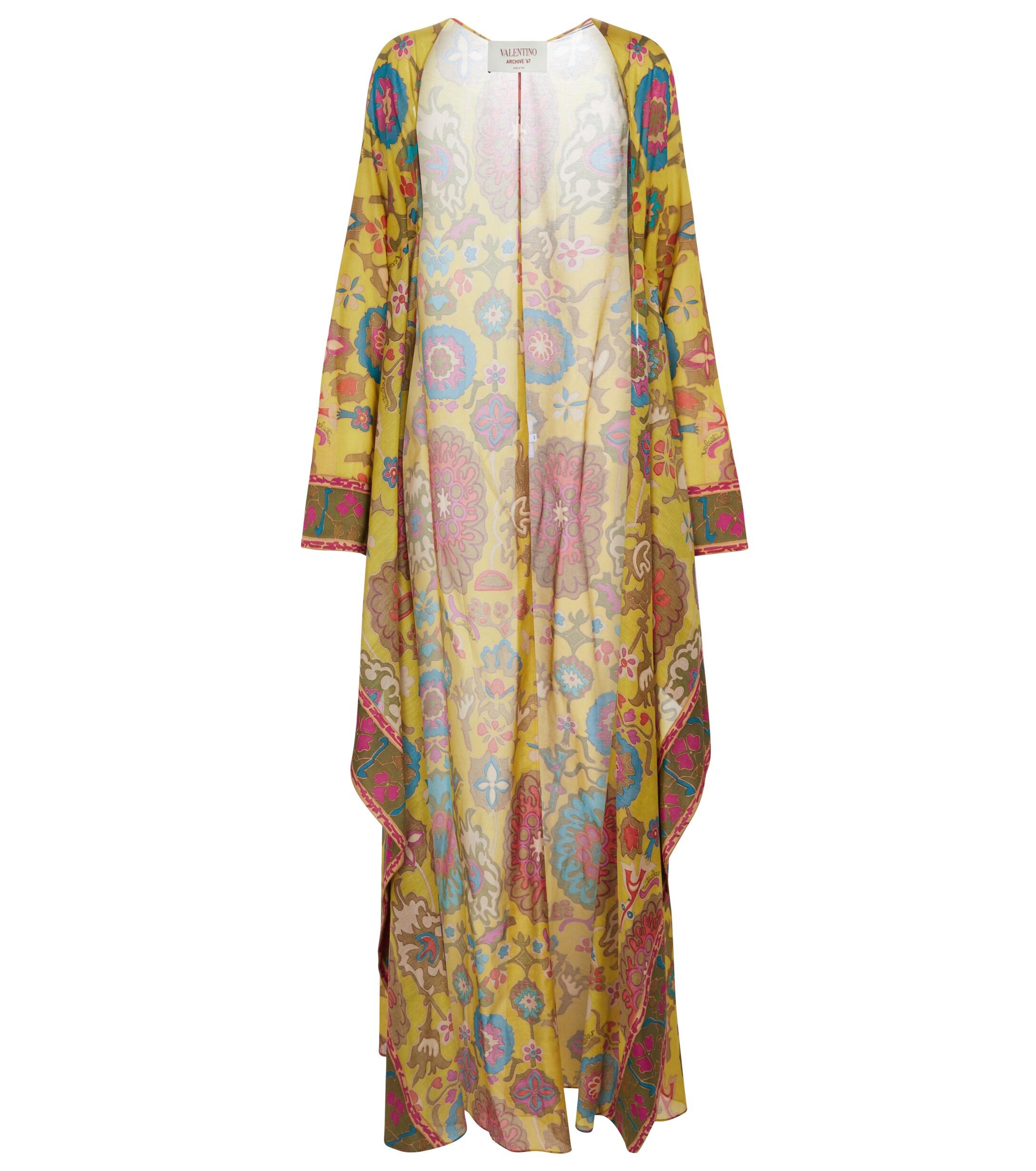 modul Stedord kilometer Valentino Exclusive To Mytheresa – Printed Cotton And Silk Kaftan in Yellow  | Lyst