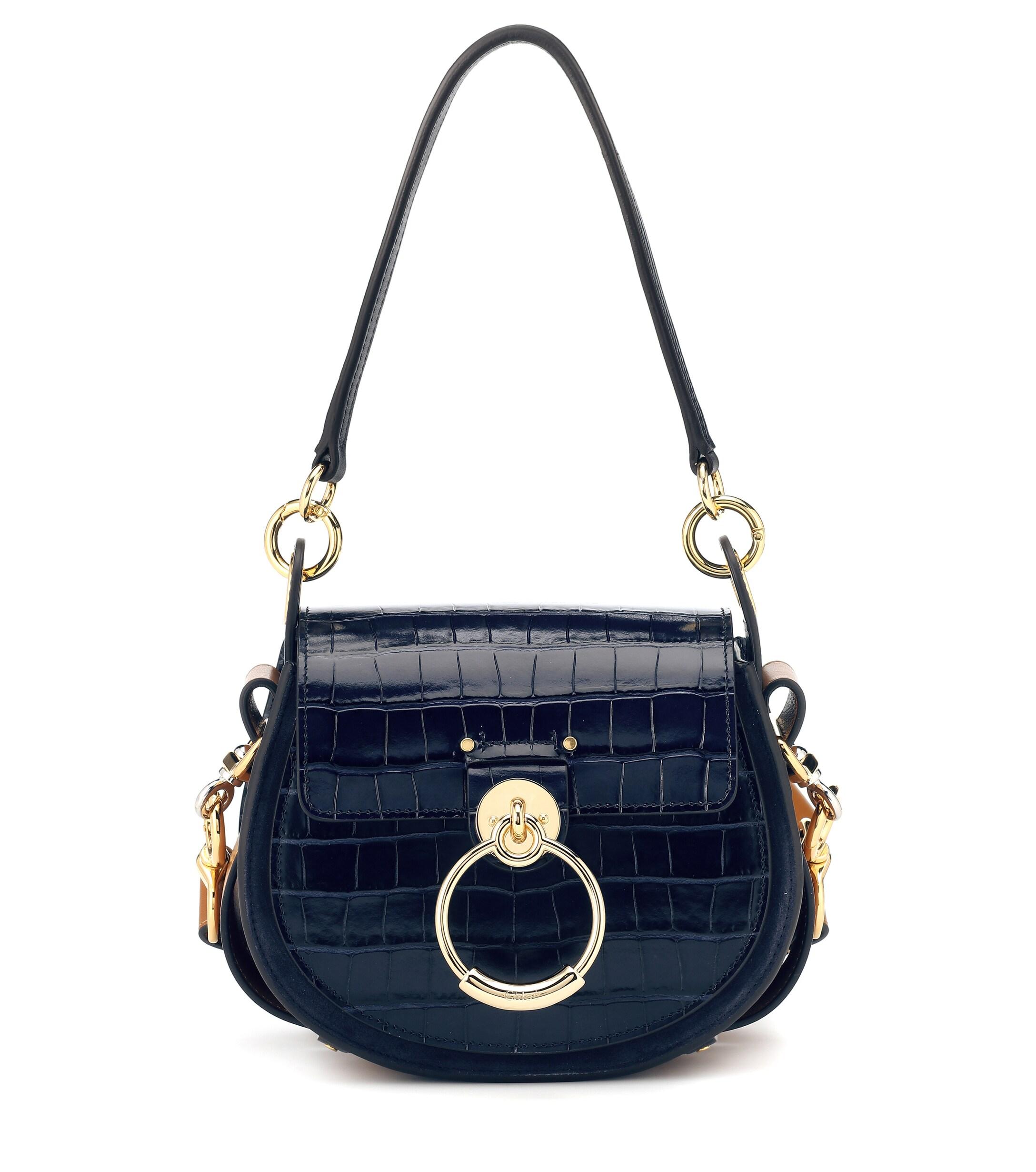 Chloé Tess Small Leather Shoulder Bag in Navy (Blue) - Save 47% - Lyst