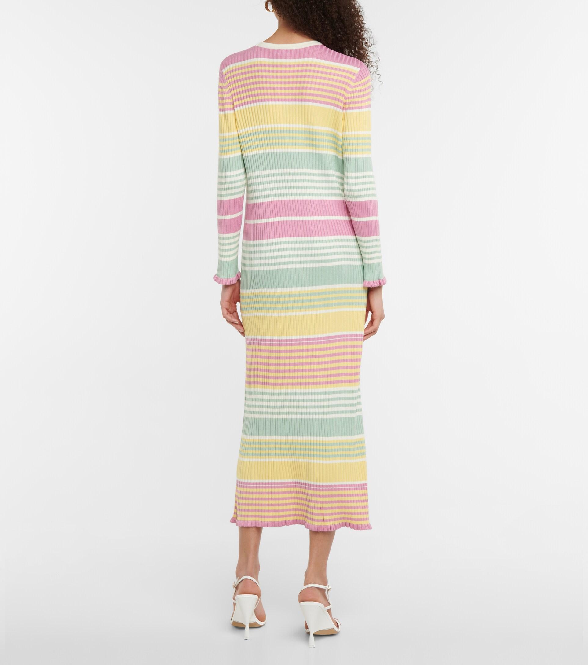 RIXO London Miller Striped Ribbed-knit Midi Dress | Lyst