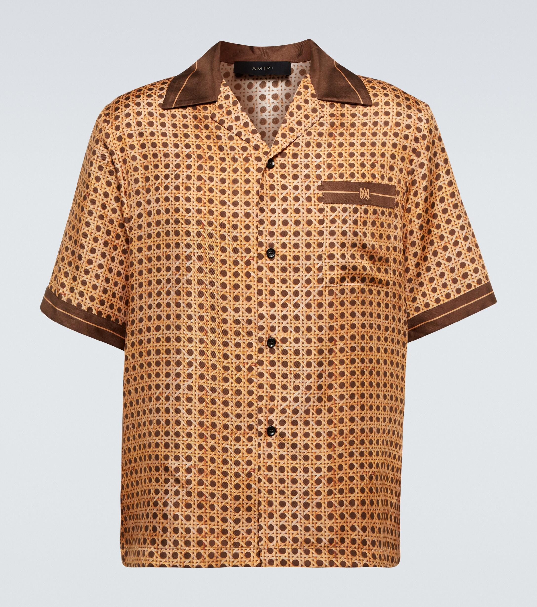 Amiri Weave Silk Bowling Shirt in Brown for Men | Lyst Canada