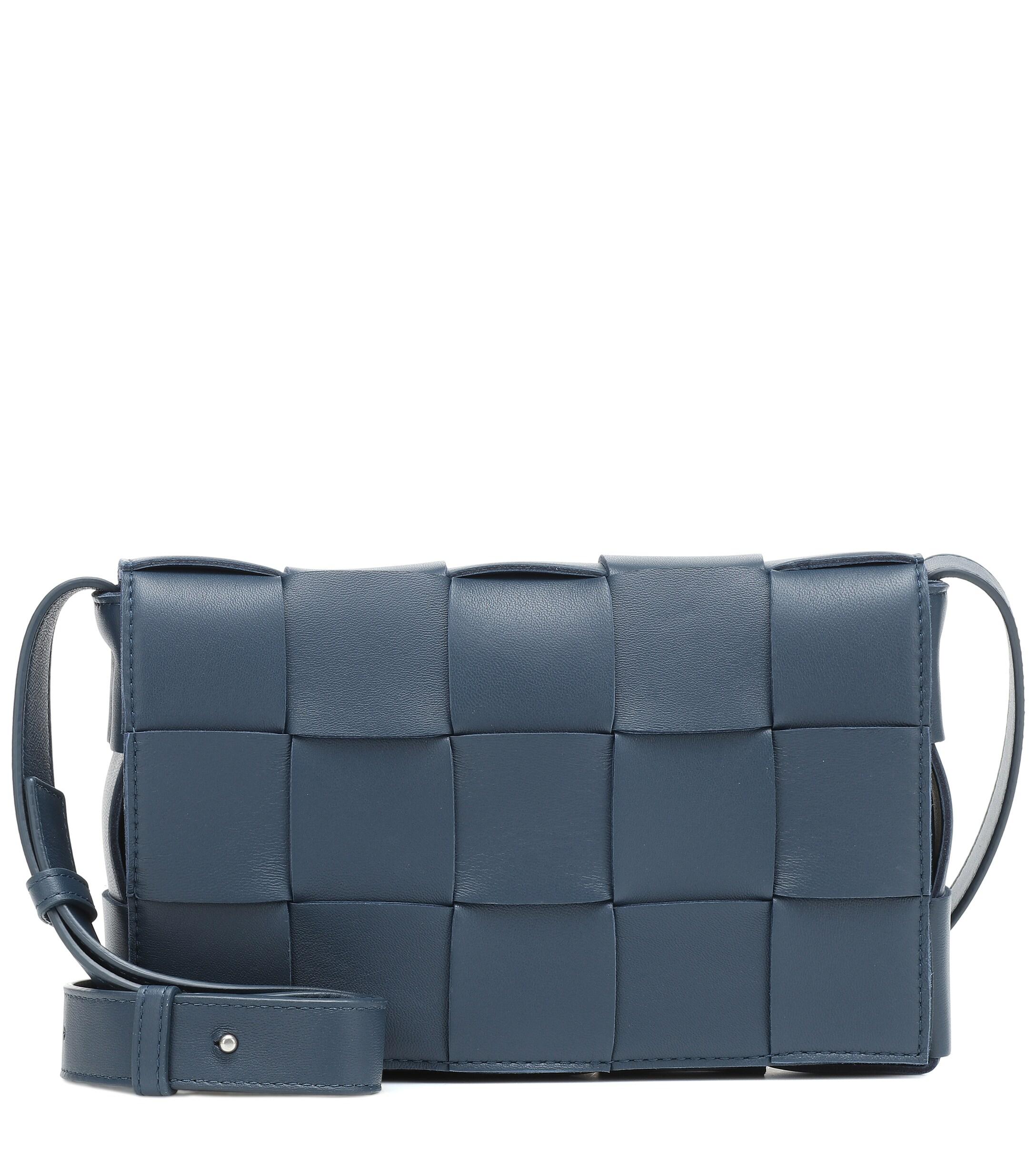 BOTTEGA VENETA Washed Denim Brick Cassette Shoulder Bag For Women (Blue, FS)