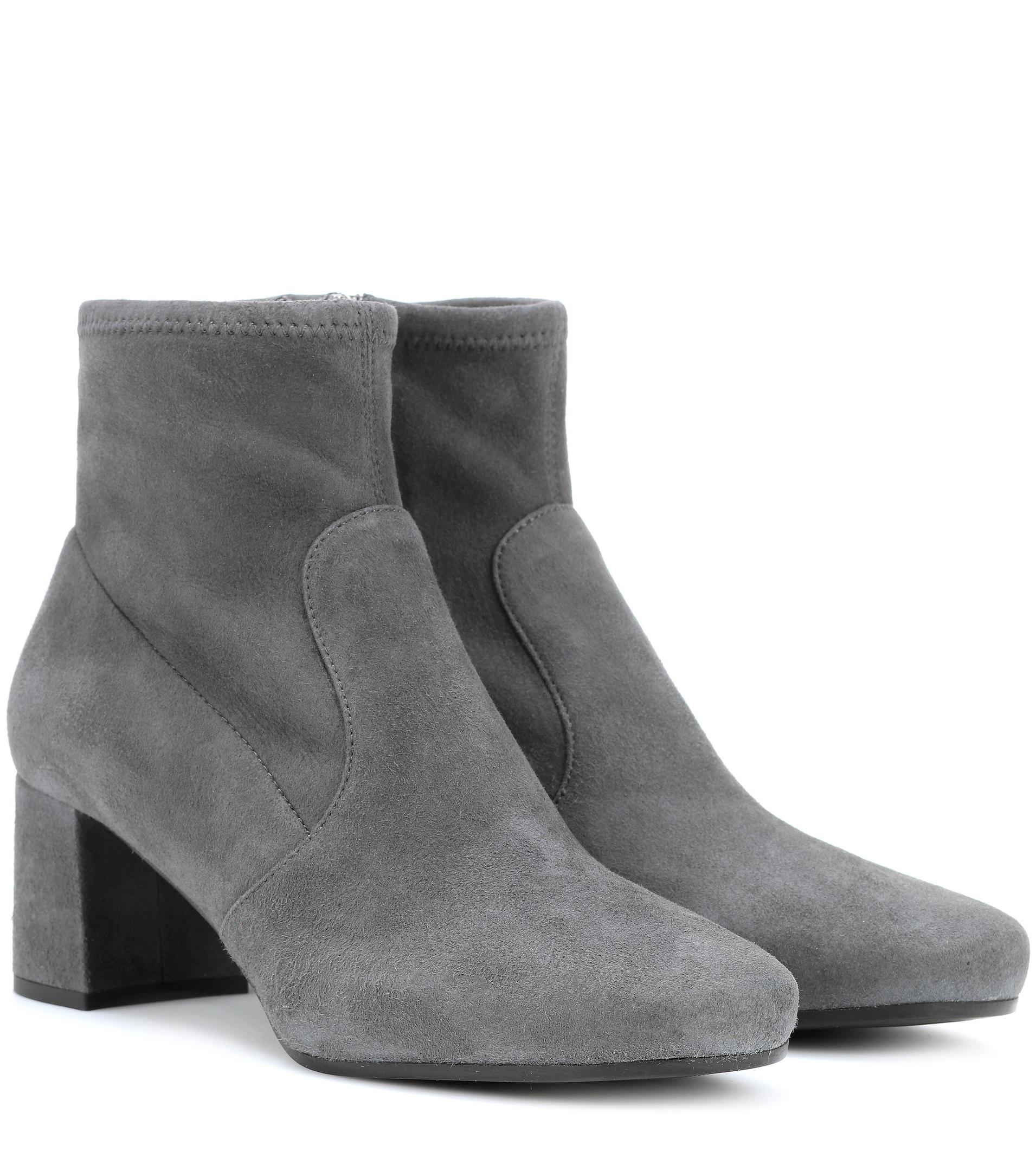 Prada Suede Ankle Boots in Grey (Gray) - Lyst
