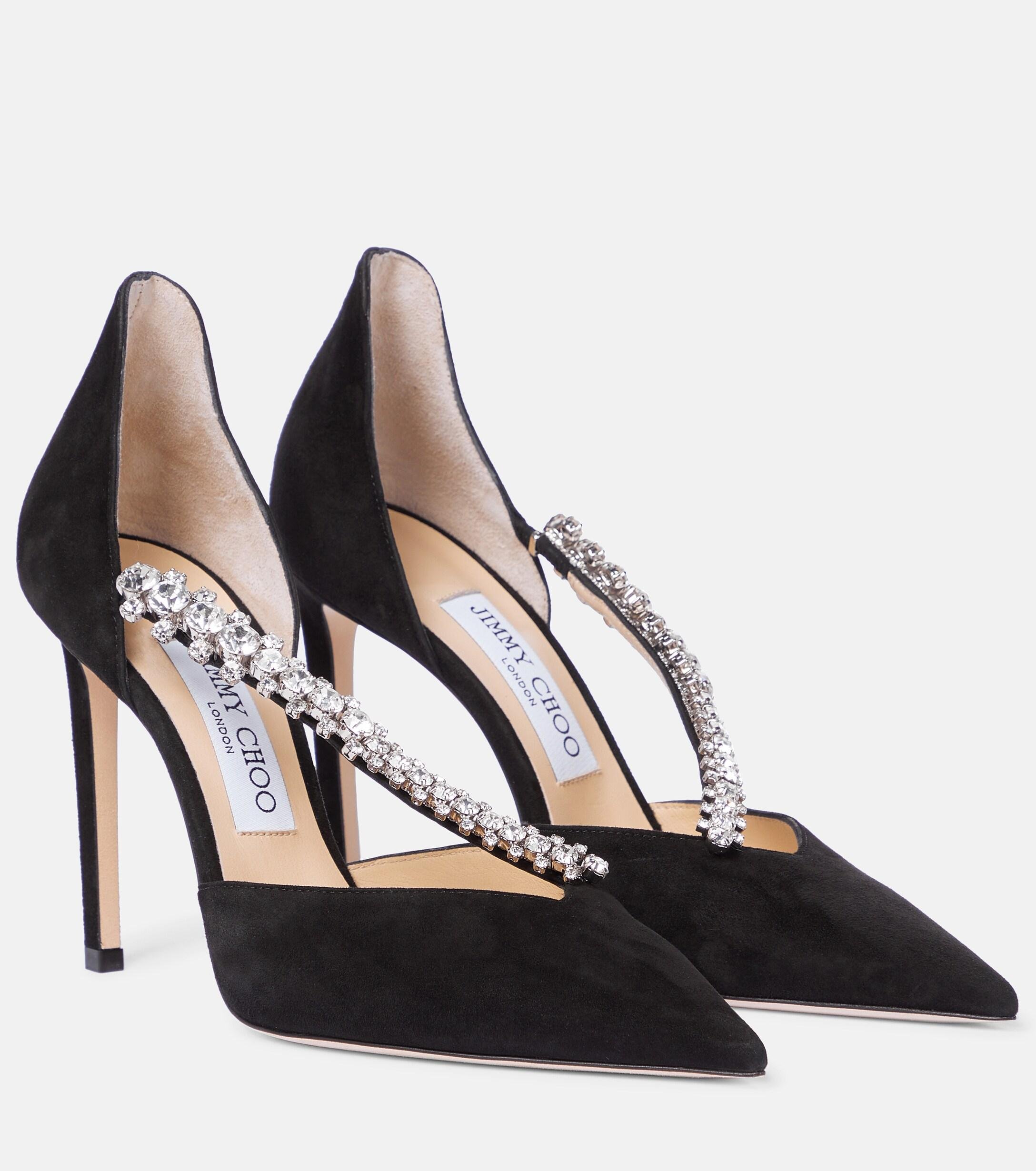 Jimmy Choo Bee 100 Embellished Suede Pumps in Black | Lyst Canada