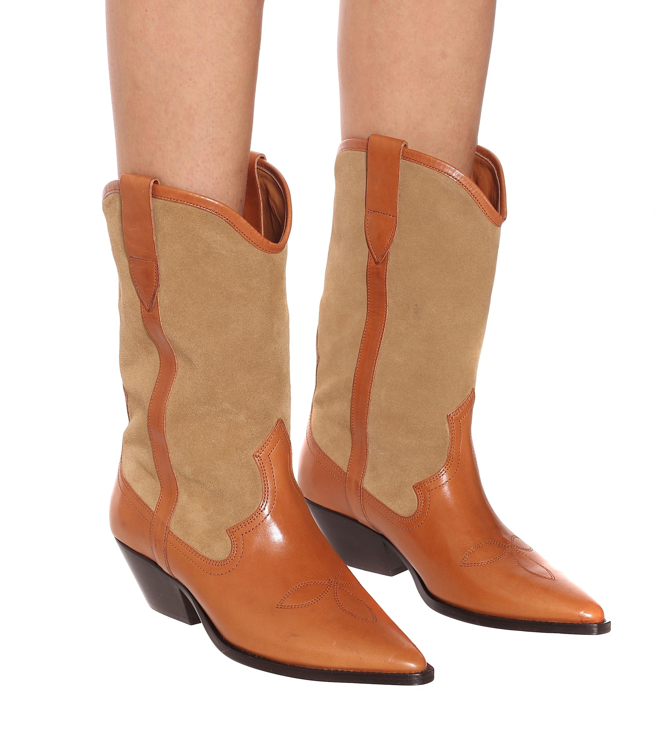 Isabel Marant Dandrea Leather Cowboy Boots in Beige (Natural) | Lyst
