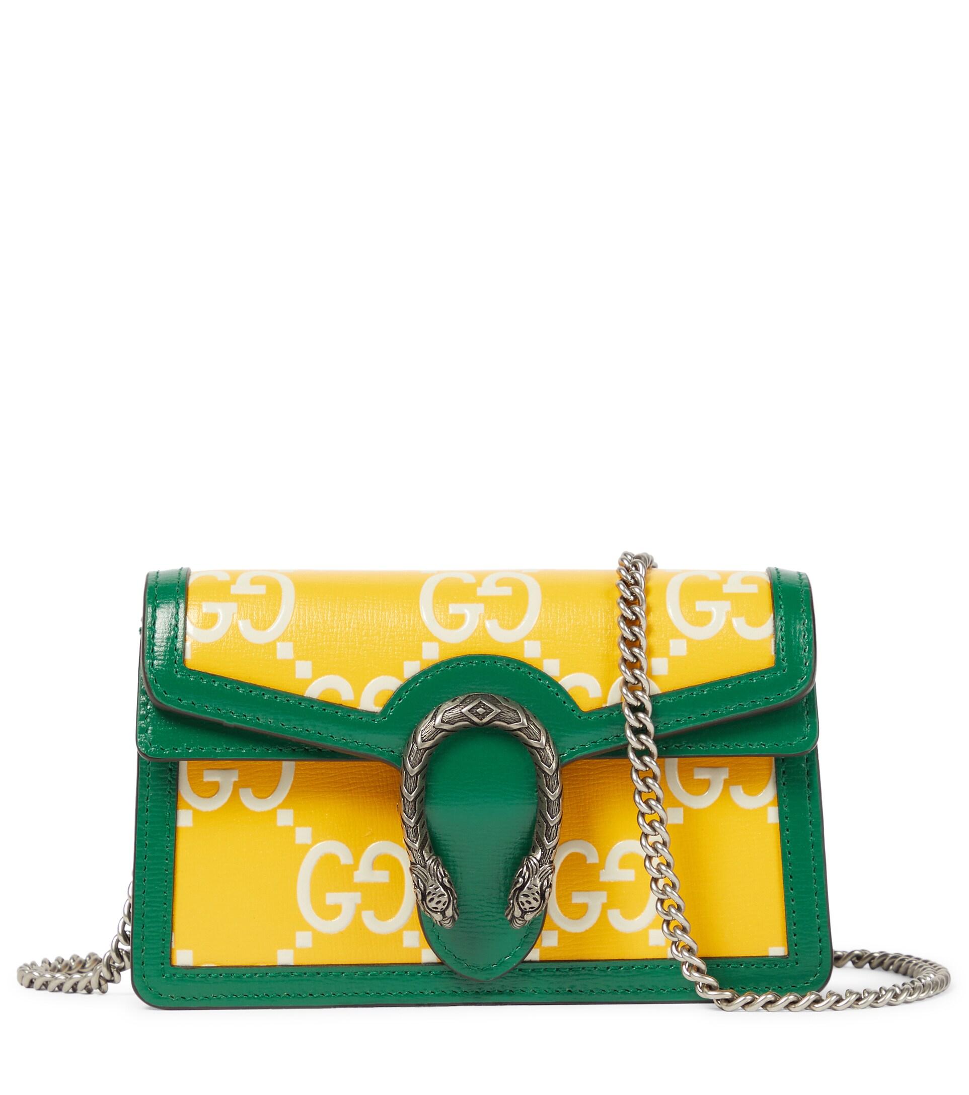 Gucci Dionysus Super Mini Leather Crossbody Bag in Yellow | Lyst