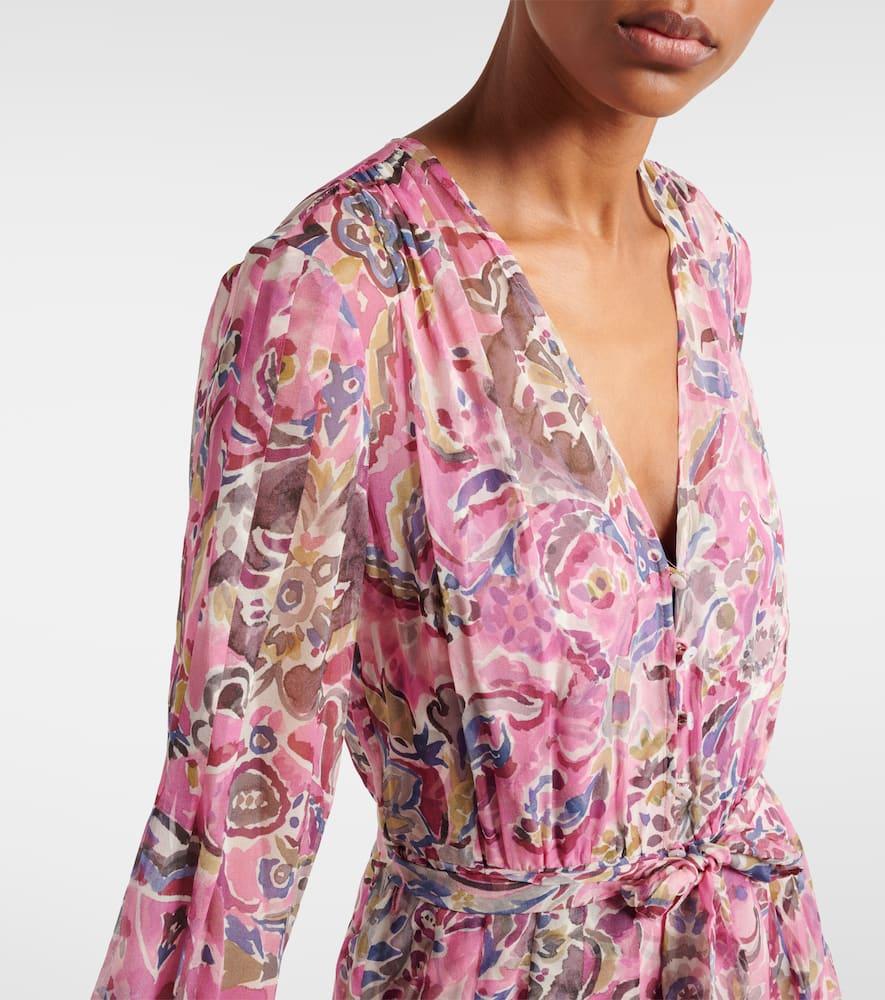Veronica Beard Elvita Printed Silk Maxi Dress in Purple | Lyst