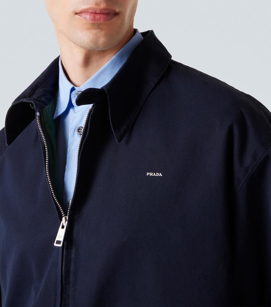 Prada Logo Cotton Blouson Jacket in Blue for Men | Lyst