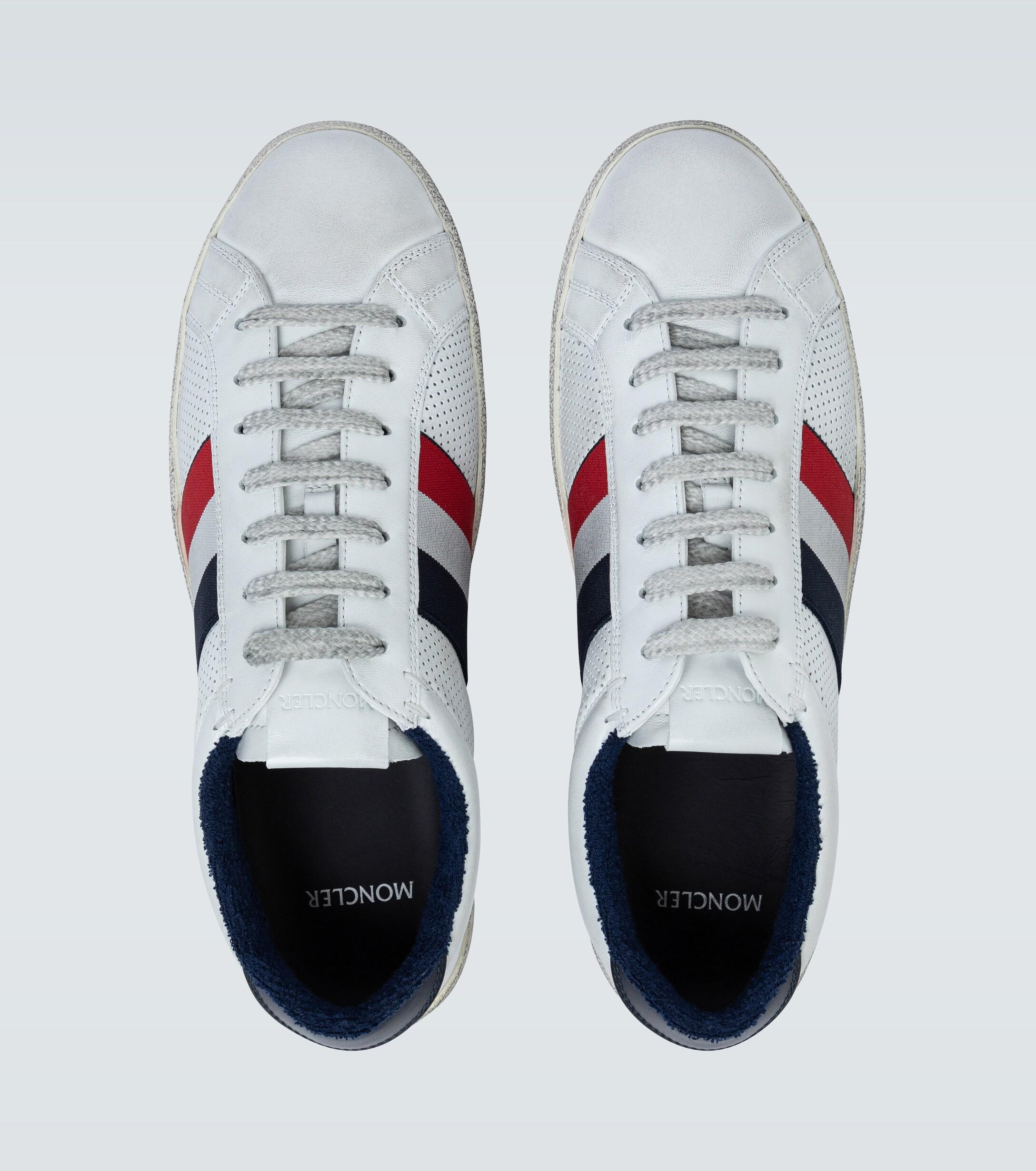 Moncler Ryegrass Leather Sneakers in White for Men | Lyst
