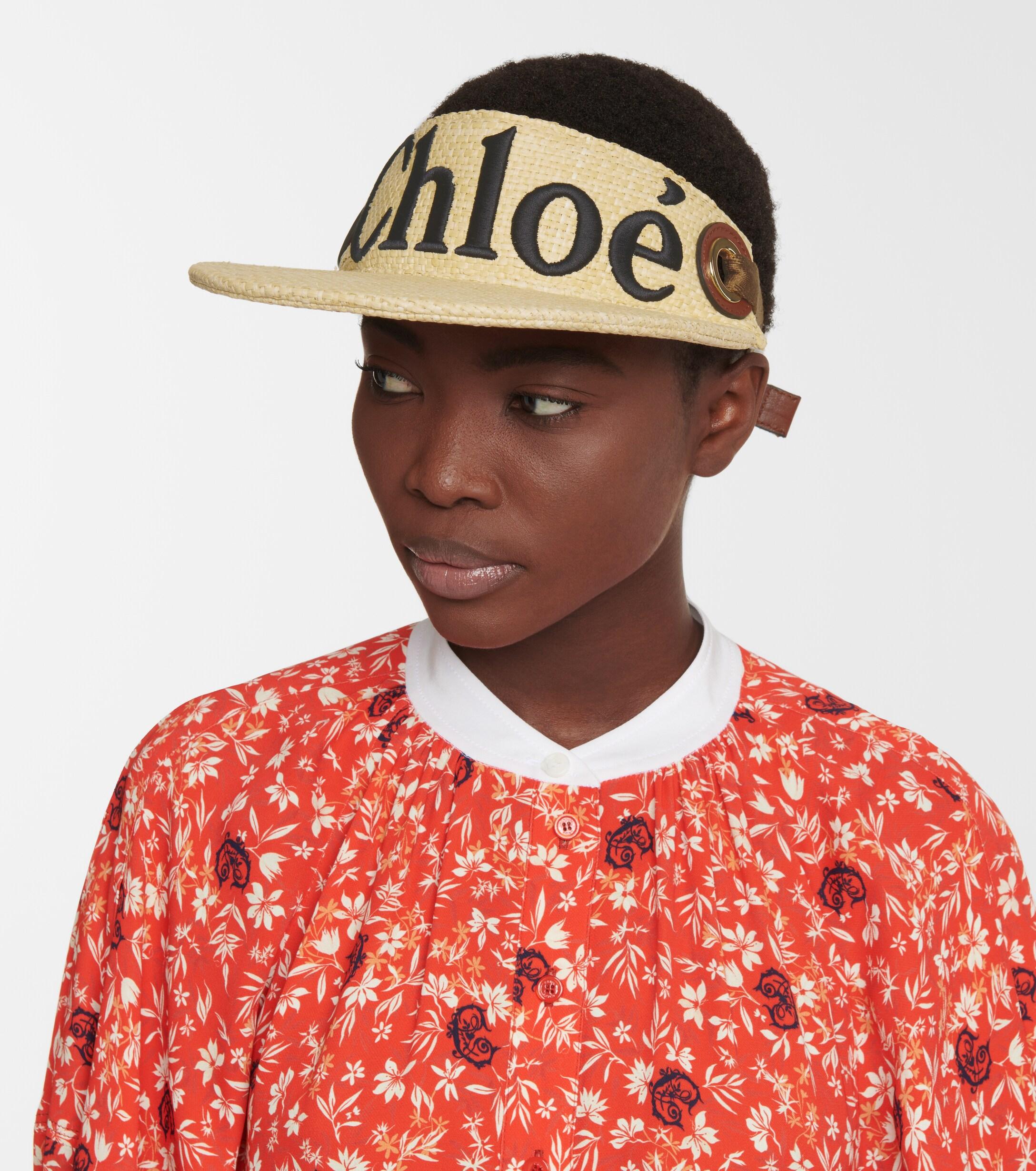 Embroidered Raffia Visor 