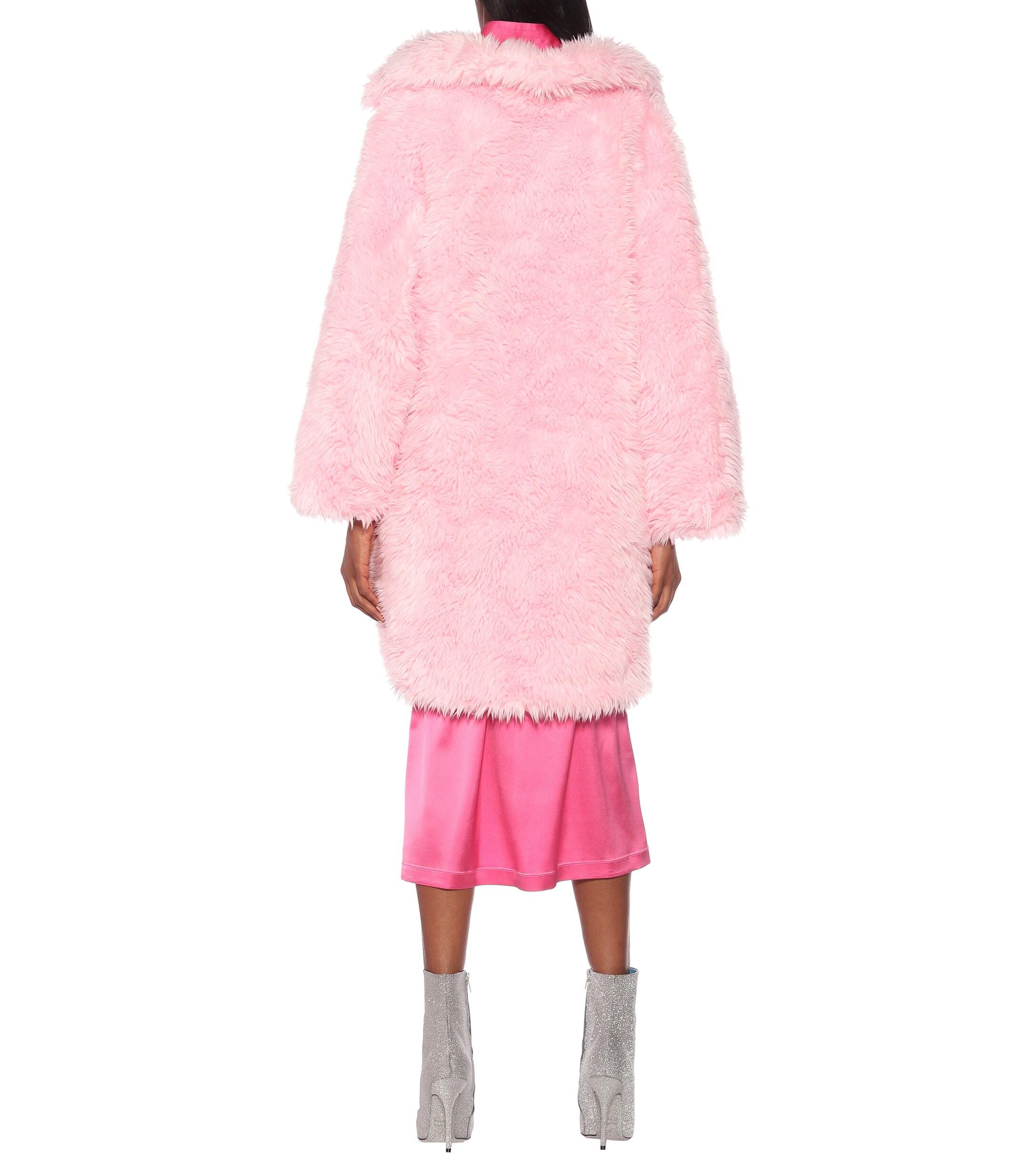 balenciaga pink fur coat