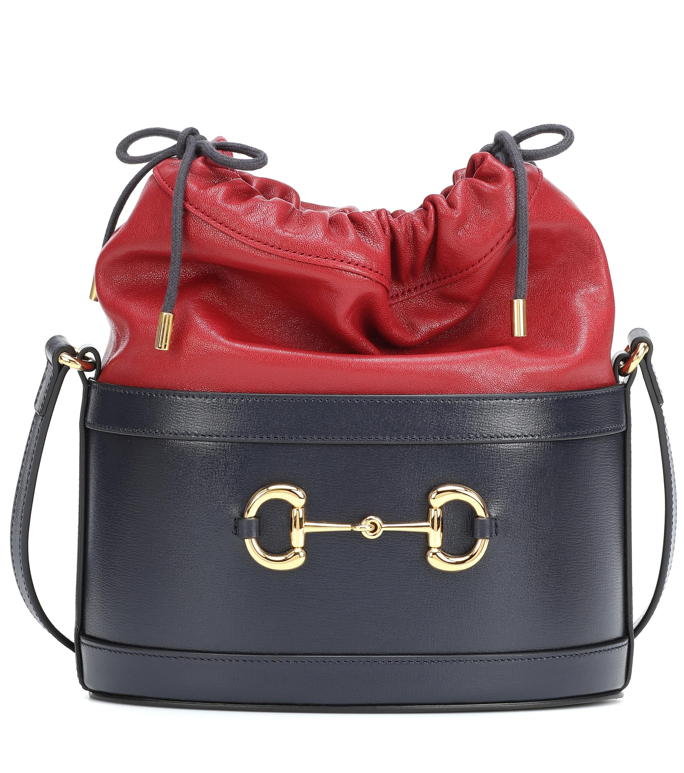 Gucci 1955 Horsebit Leather Bucket Bag in Red Lyst