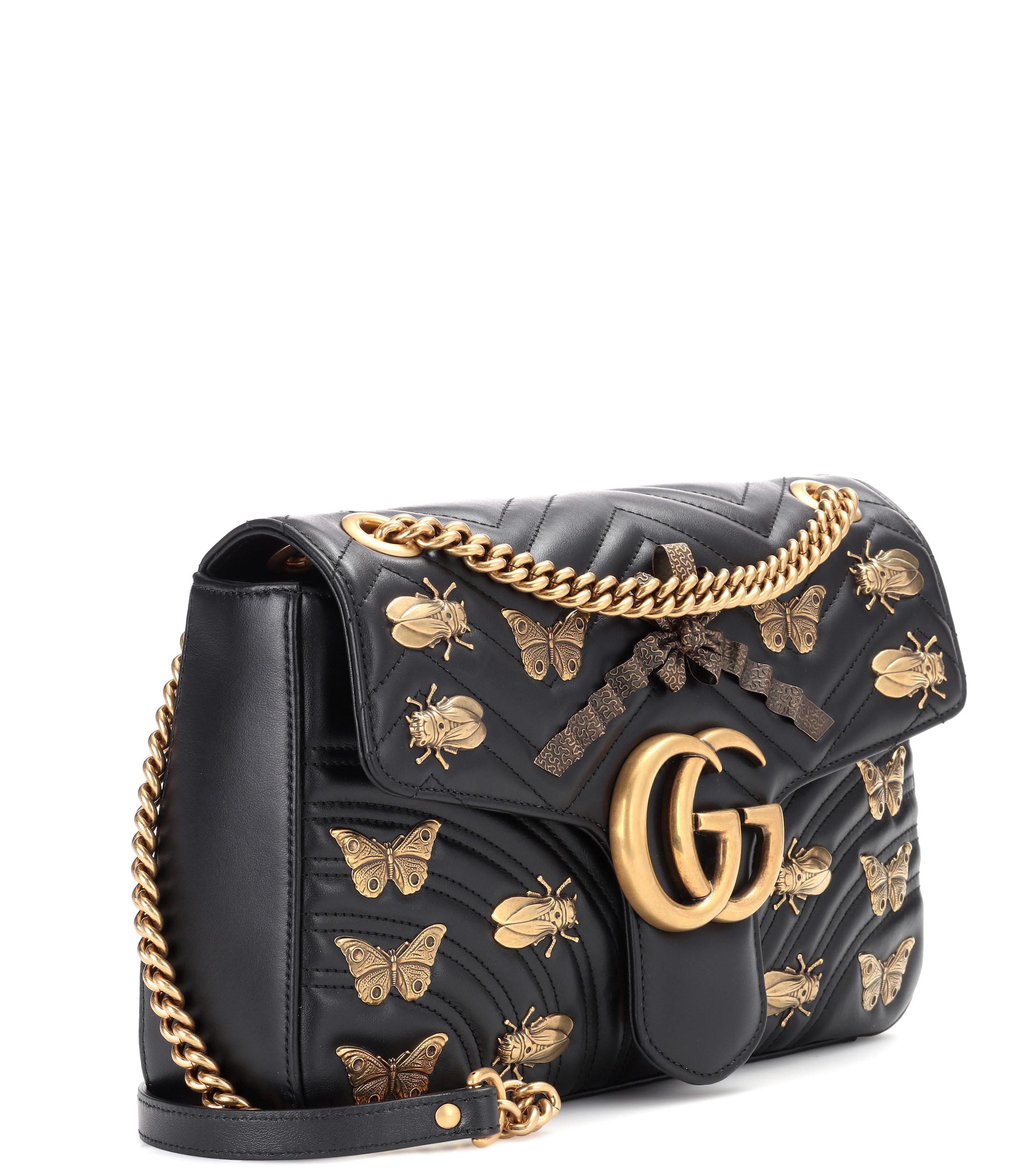 Gucci GG Marmont Leather Shoulder Bag in Nero (Black) - Lyst