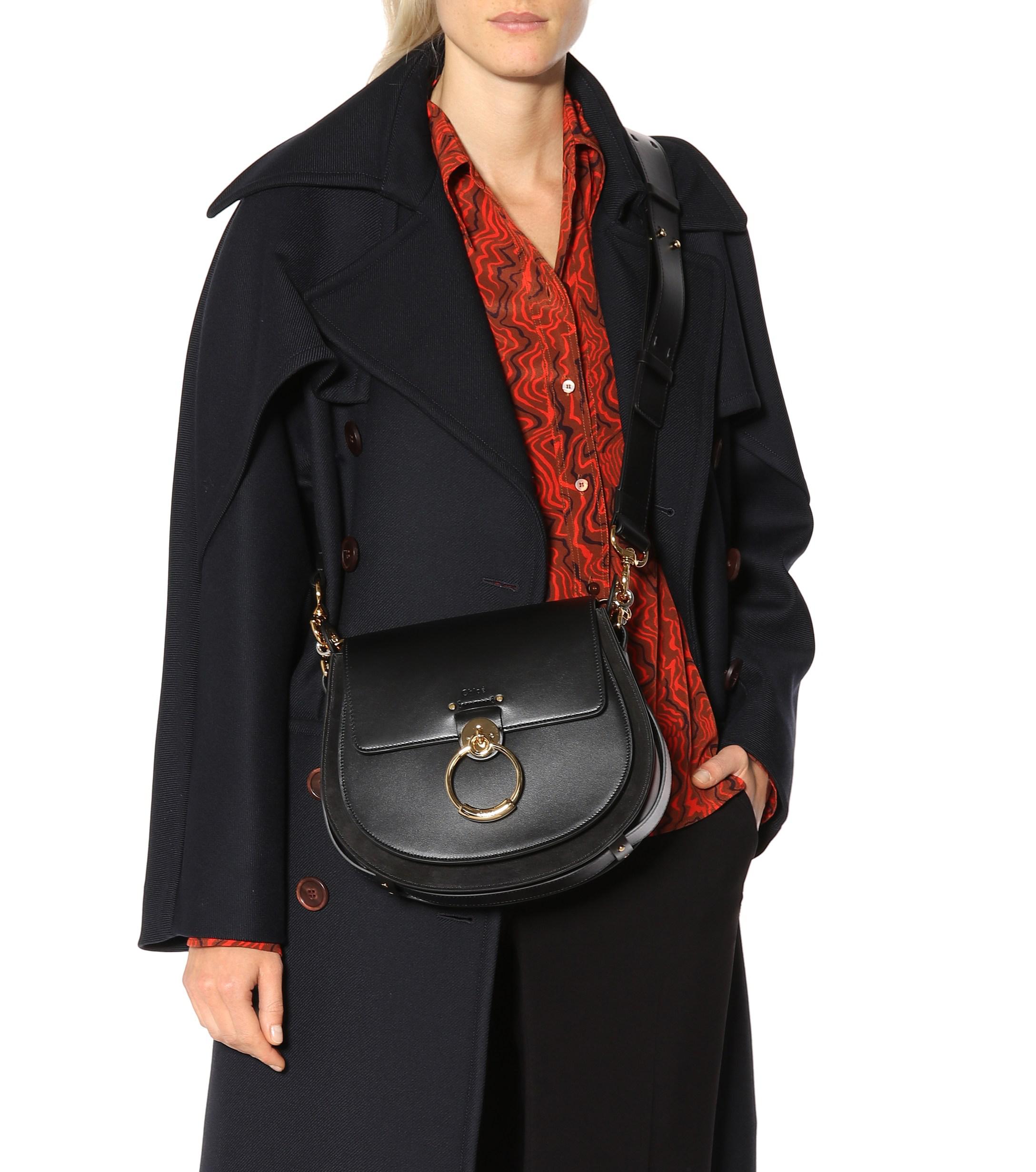 Chloé Tess Large Leather Shoulder Bag in Black - Lyst