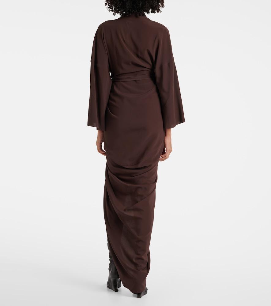 Rick Owens Satin Wrap Gown in Brown | Lyst Rick Owens Satin Wrap Gown in Brown | Lyst