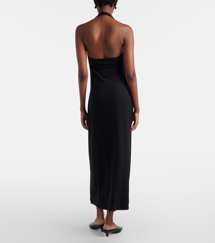 leset halter dress Lauren Halterneck Jersey Midi in Black color-Black&Pink