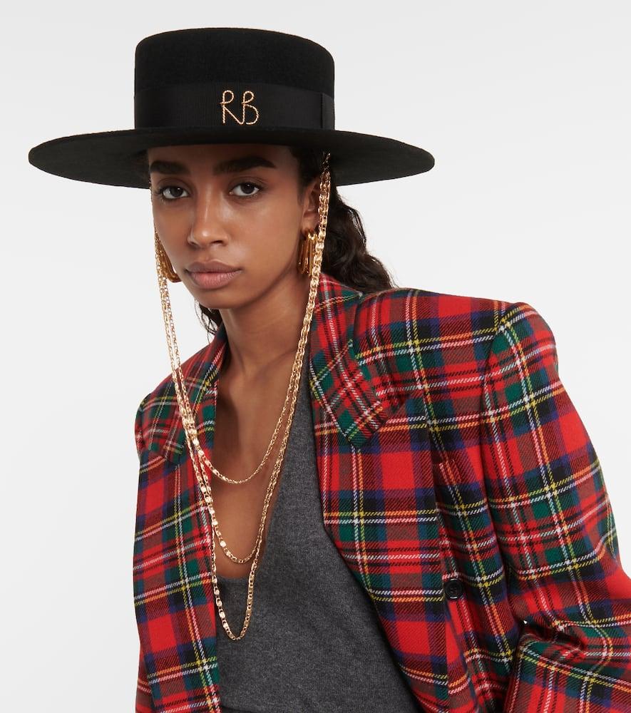 RUSLAN BAGINSKIY - Canotier Chain Strap Felt Hat