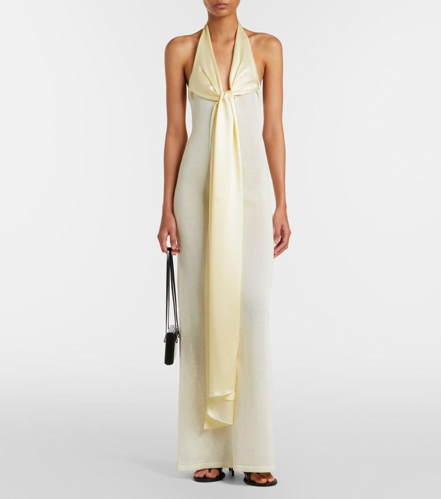 arden knit dress Designer Arden Knit Dress in Khaki Metallic main image 1